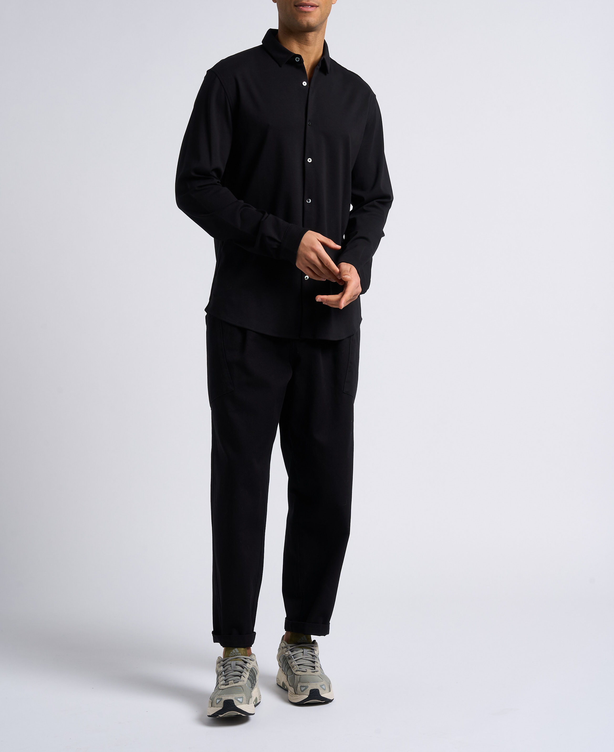 Regular-fit overhemd met klassieke kraag | biokatoenblend IKKS Zwart