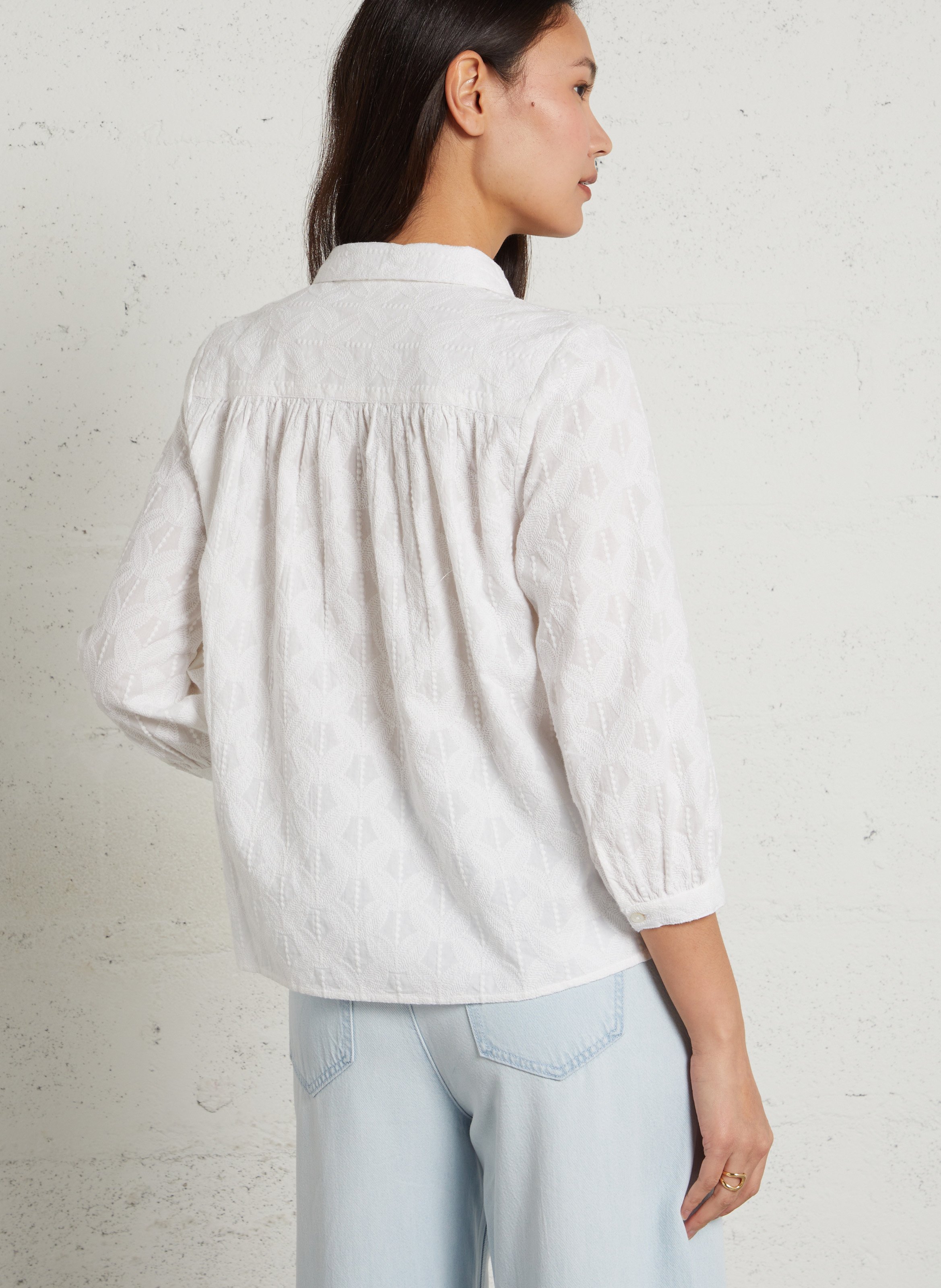 Geborduurd overhemd met klassieke kraag MAISON 123 Wit