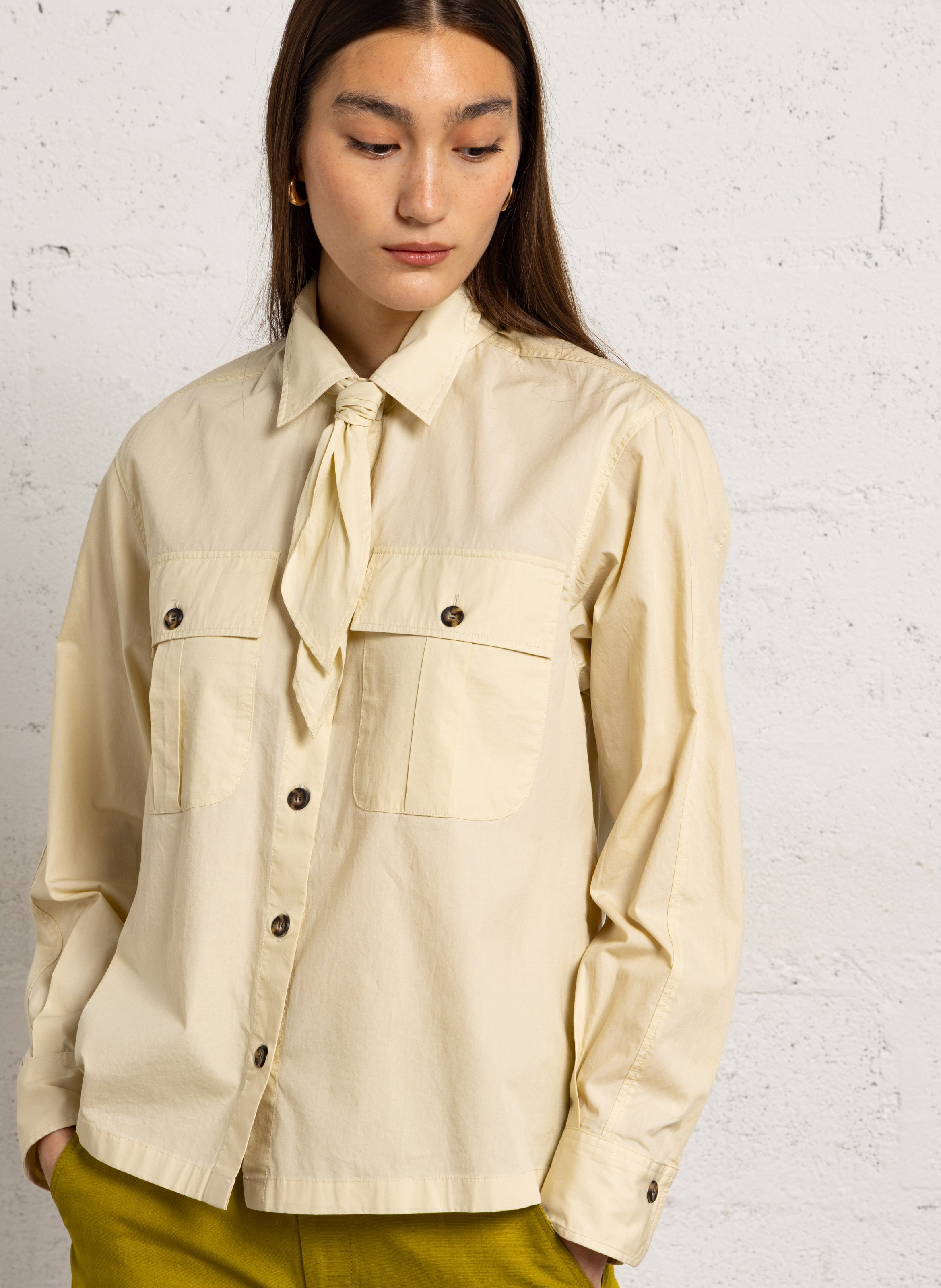 Chemise droite col classique en coton DIEGA Beige