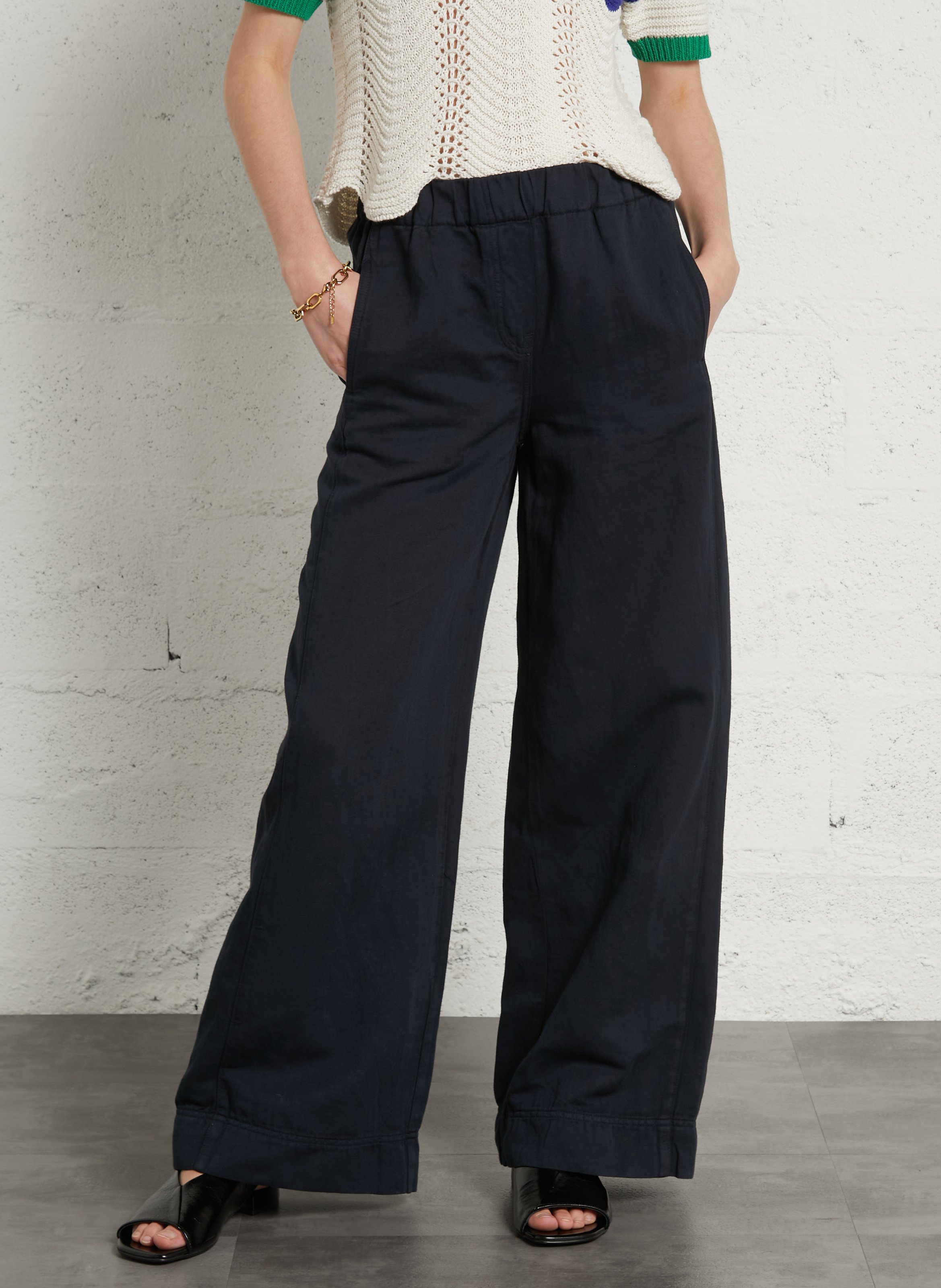 Pantalon large en lin mélangé TINSELS Noir