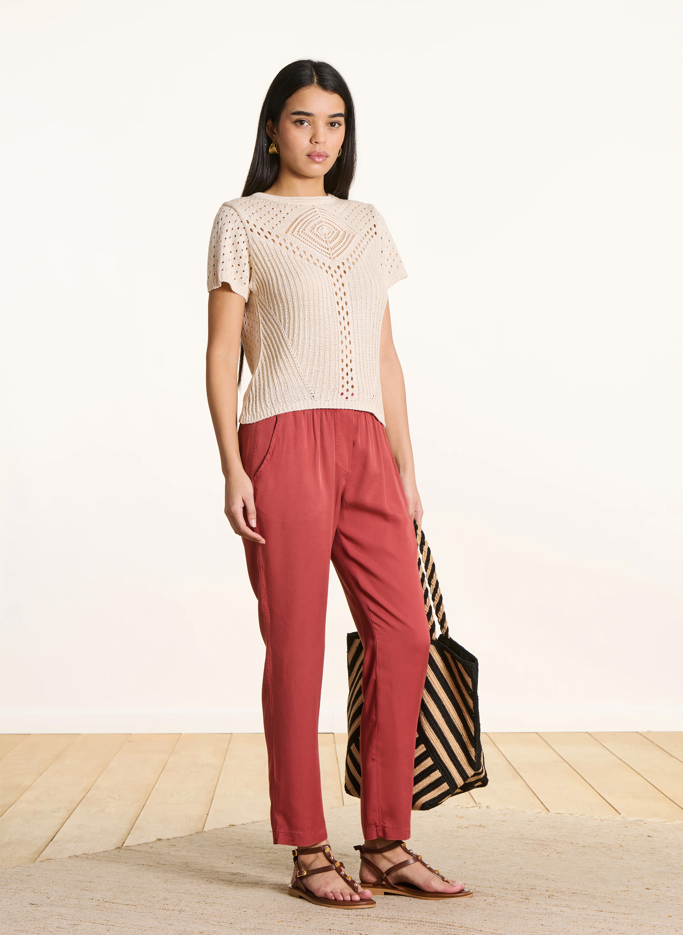 Pantalon droit 7/8ème LA FEE MARABOUTEE Rouge