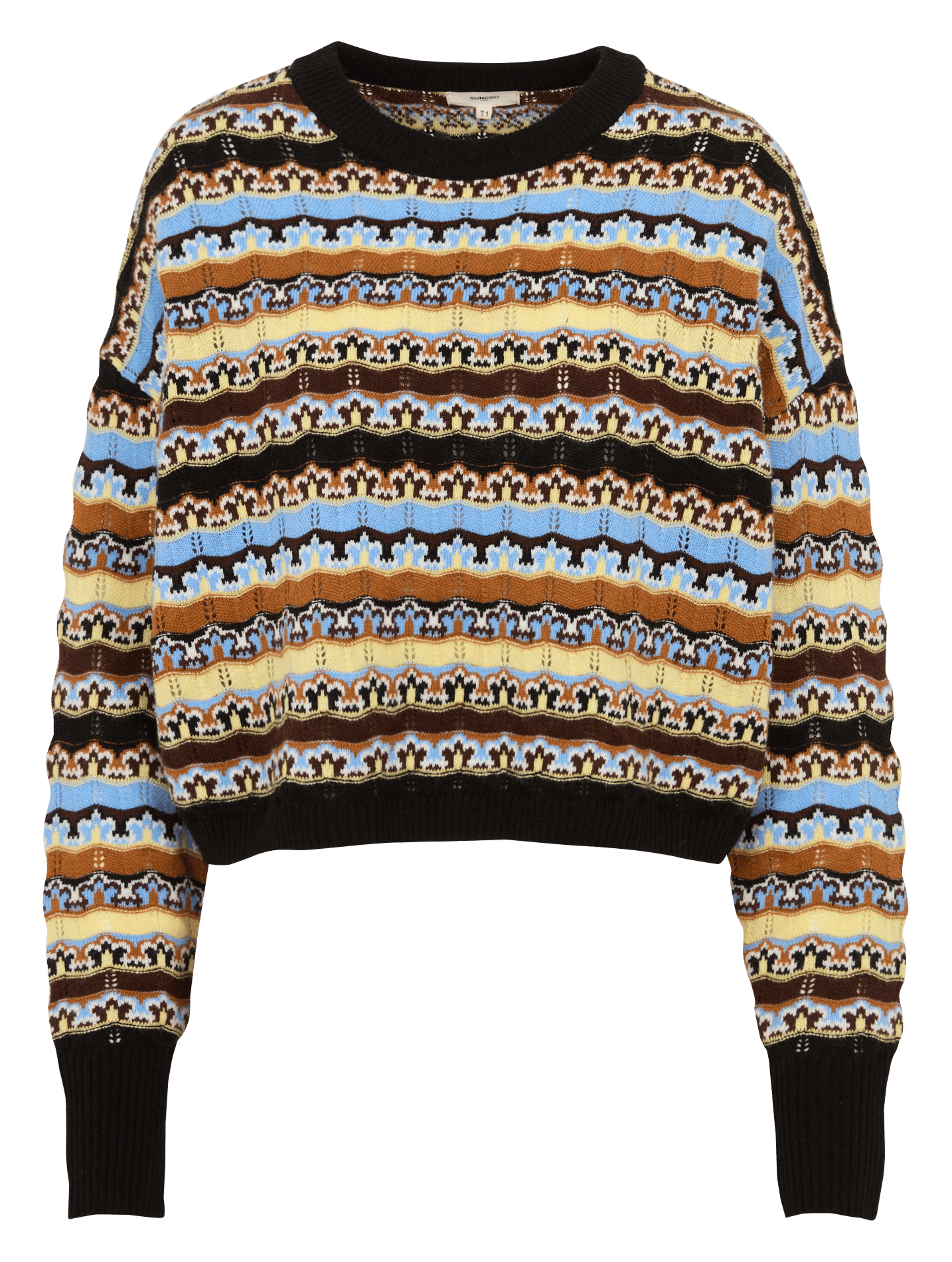 Effen trui van wolmix met lange mouwen en kant SUNCOO Beige