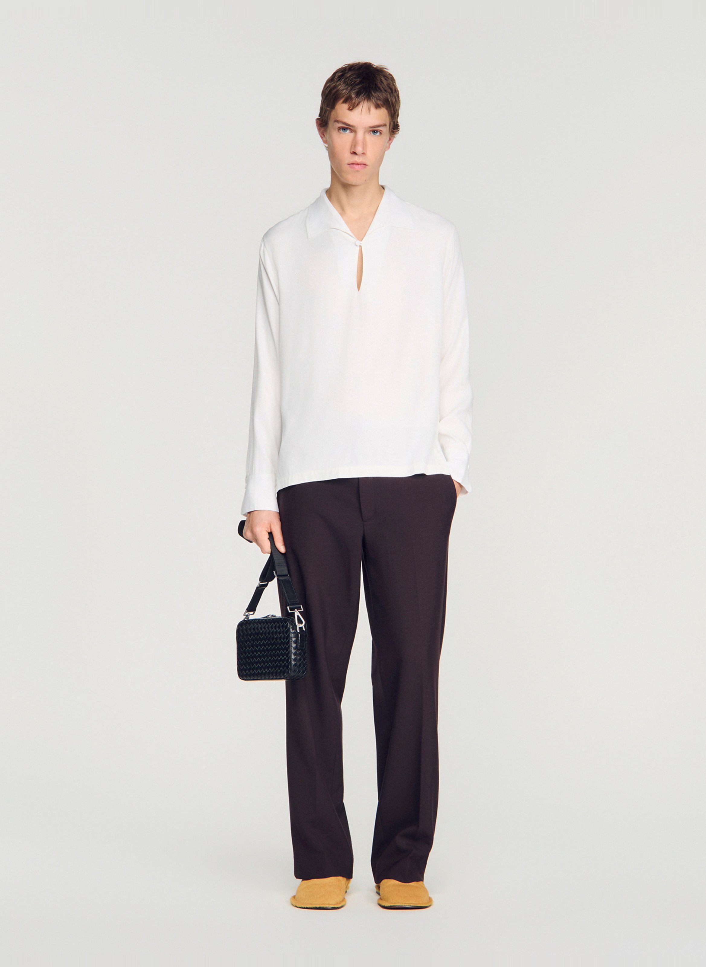 Straight top with classic collar SANDRO White