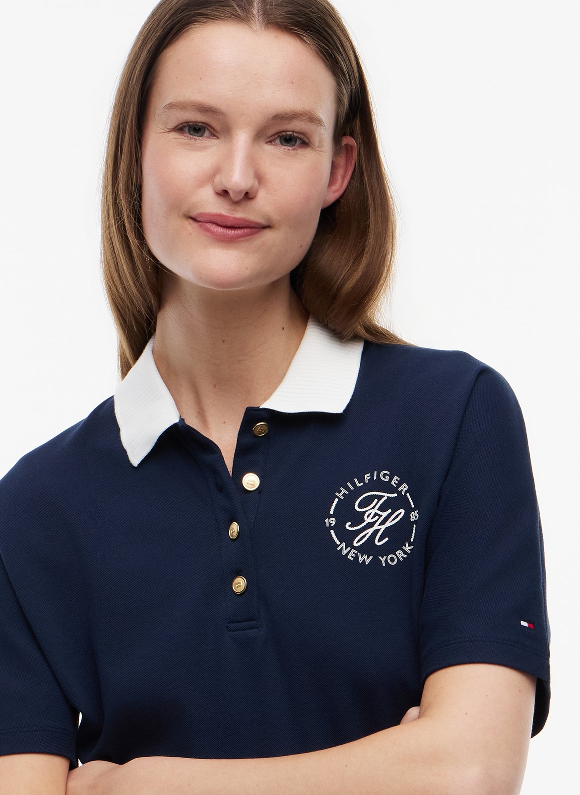 Poloshirt mit kurzen Ärmeln uni TOMMY HILFIGER Blau
