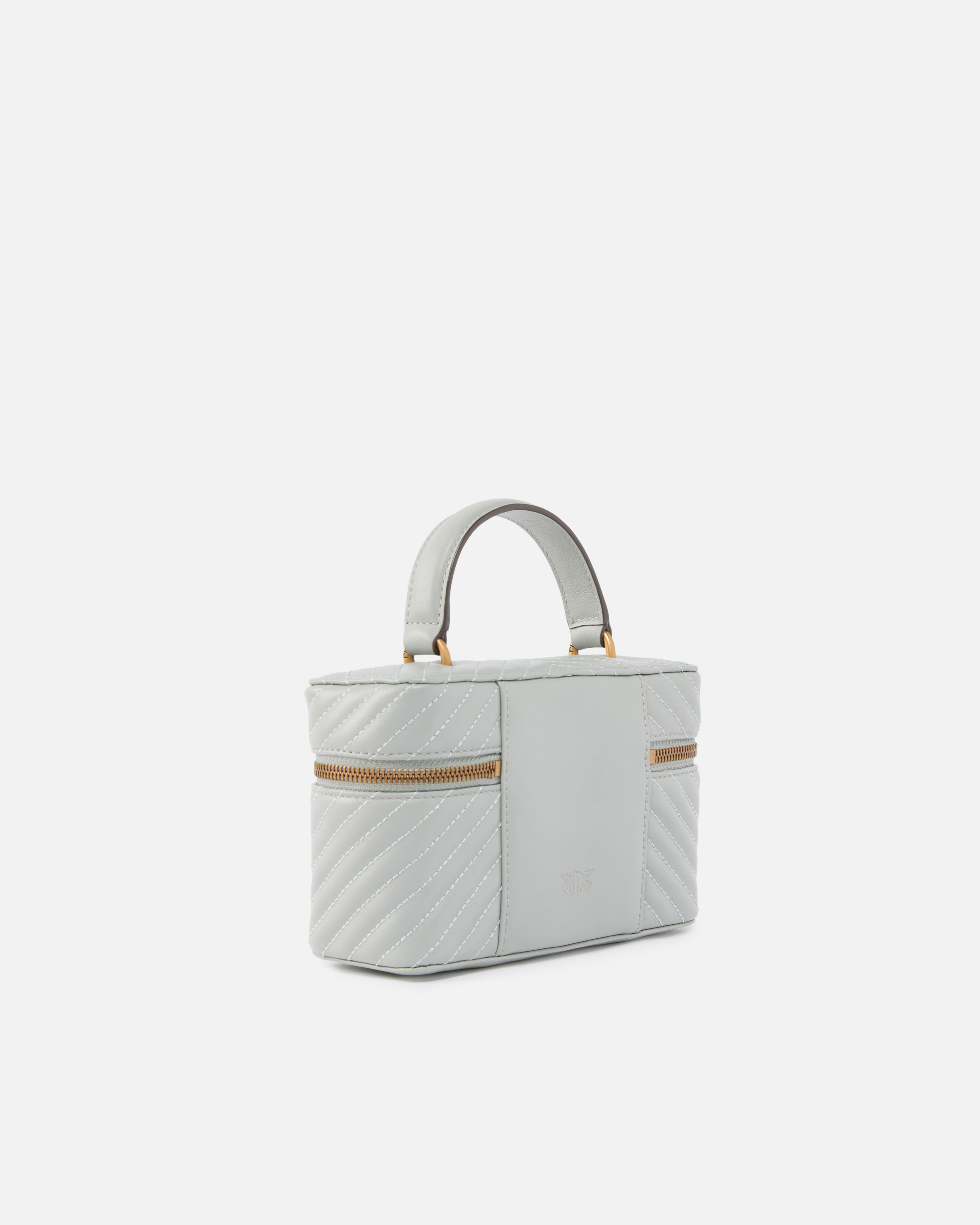 Small toiletry bag with chevron-patterned nappa leather shoulder strap PINKO Grey
