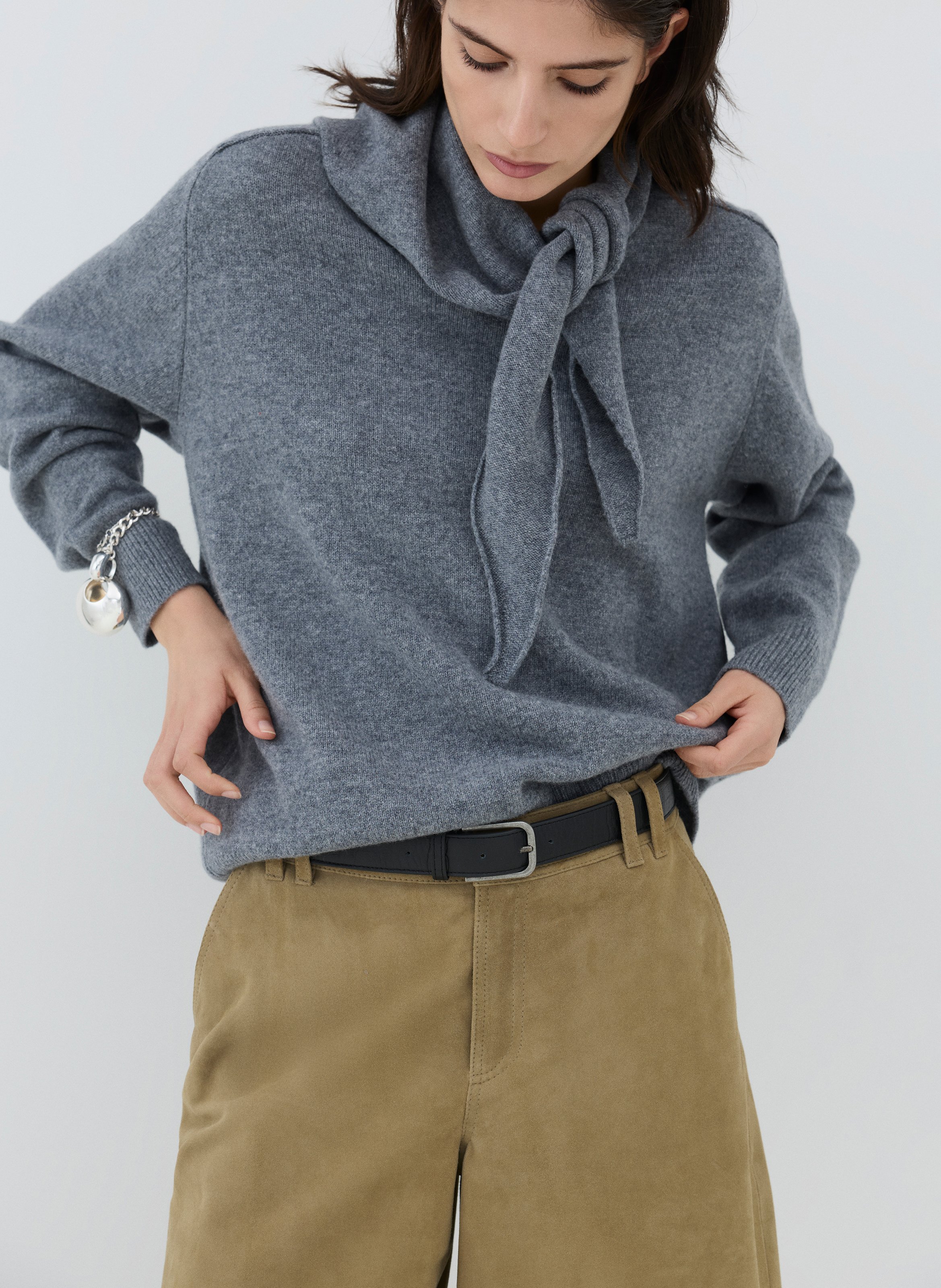 Shorts mit hohem Bund aus Wildleder ROUGE EDIT Braun