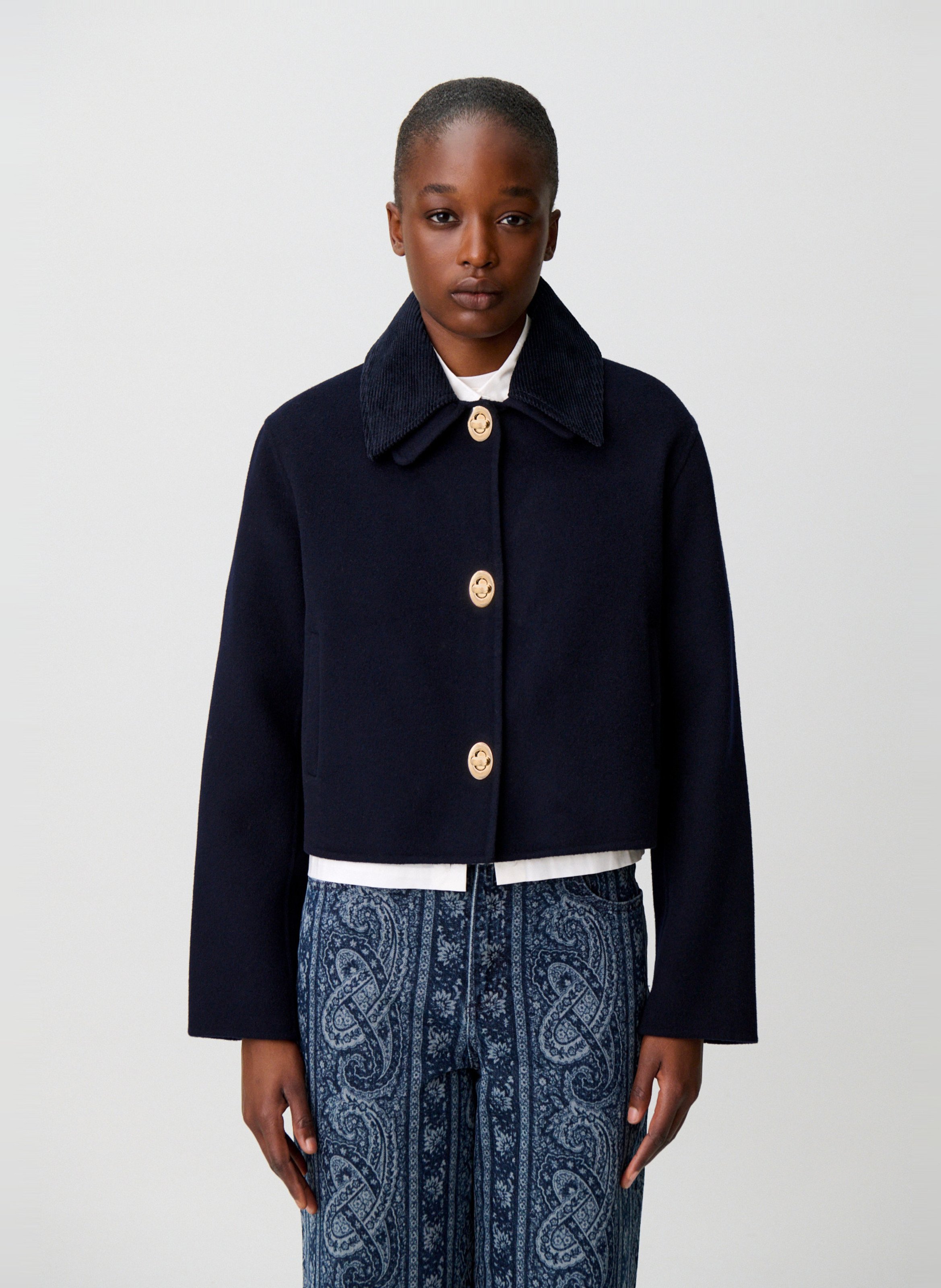 Veste courte en laine mélangée CLAUDIE PIERLOT Bleu