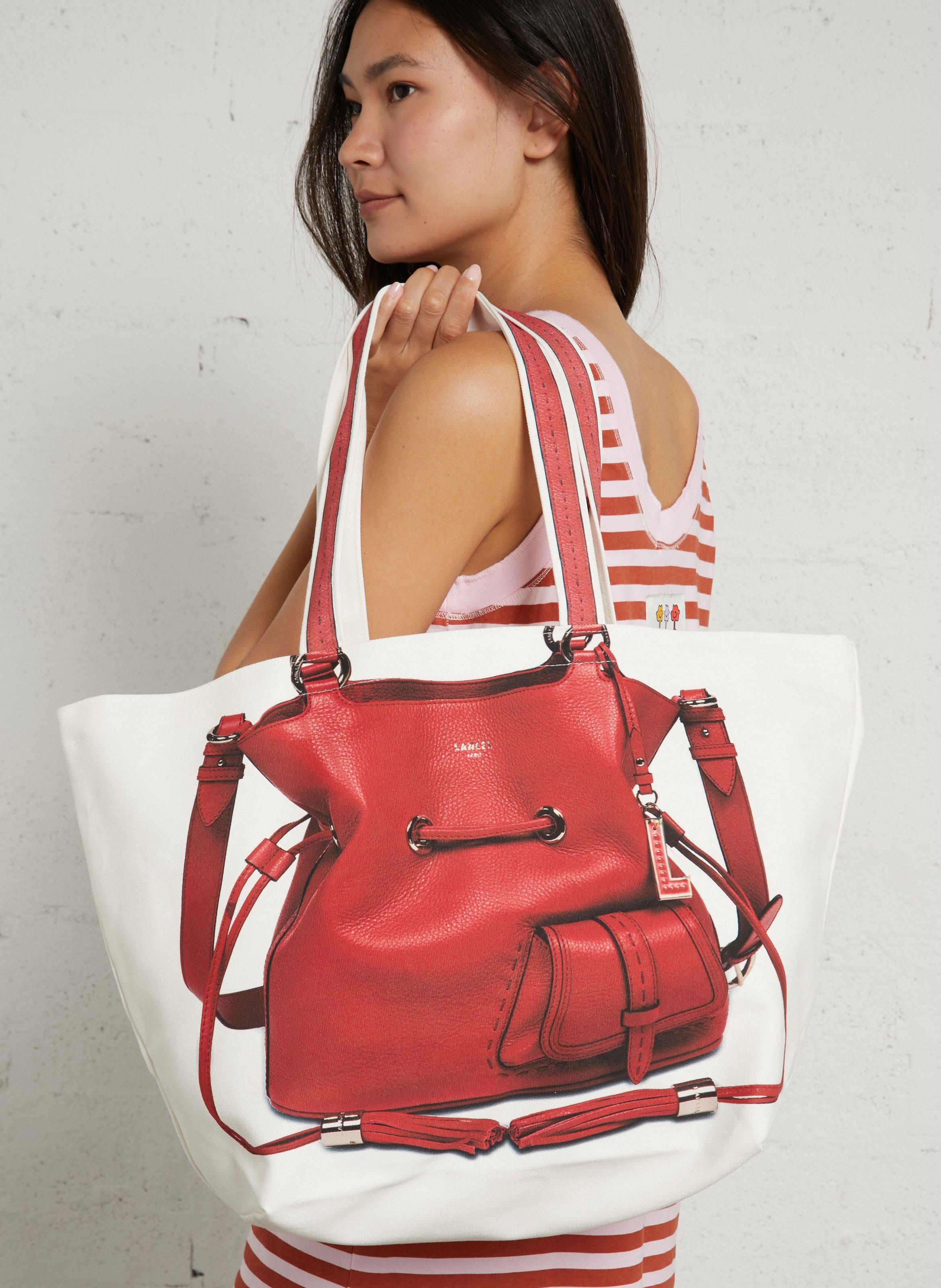 Katoenen shopper met print LANCEL Beige