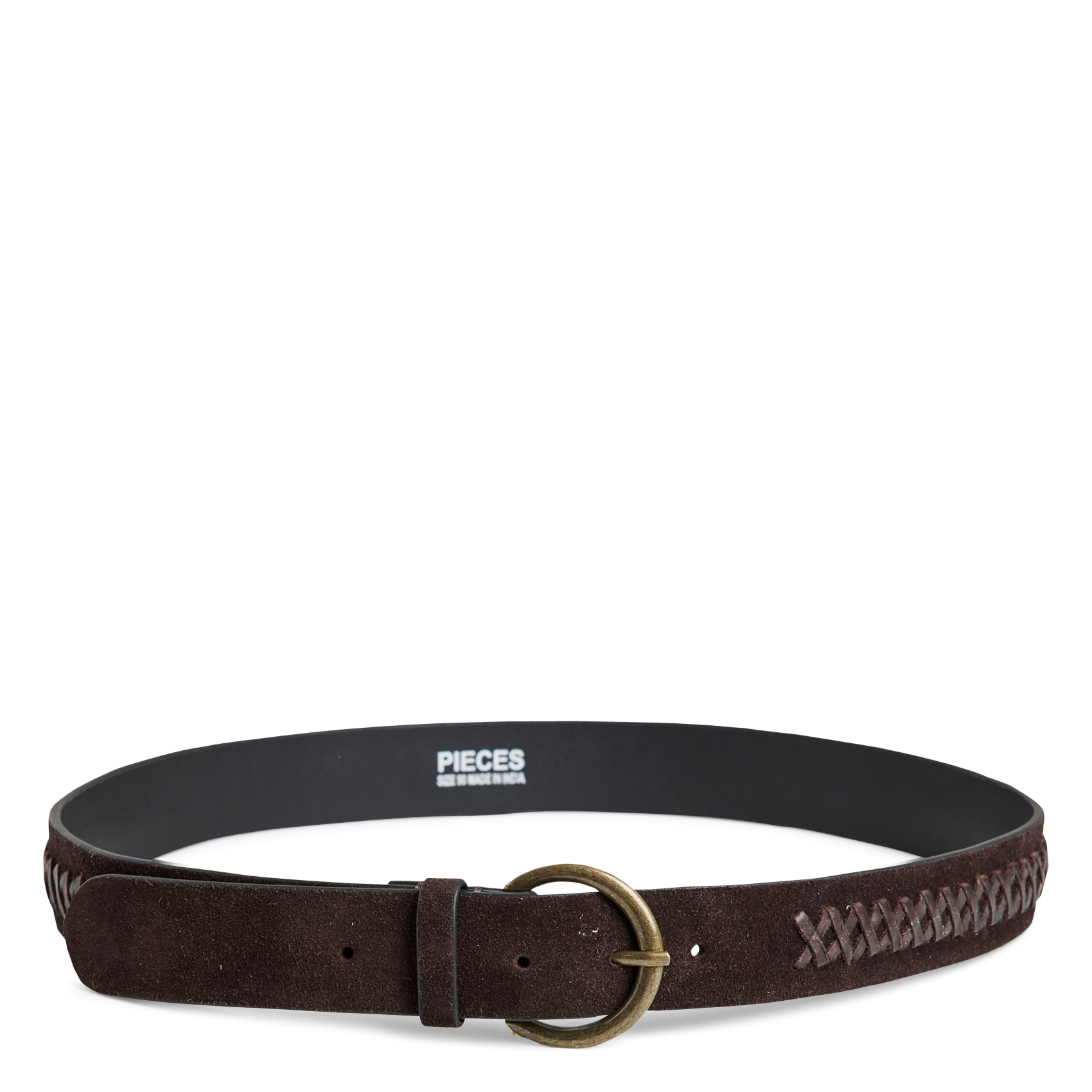 Leather belt PIECES Brown