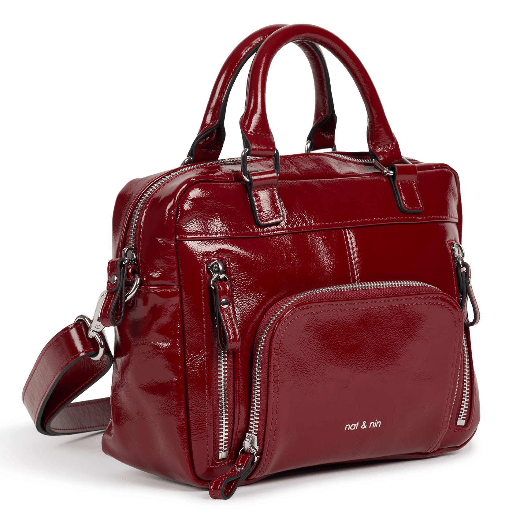 Sac à main multipoches en cuir NAT & NIN Rouge
