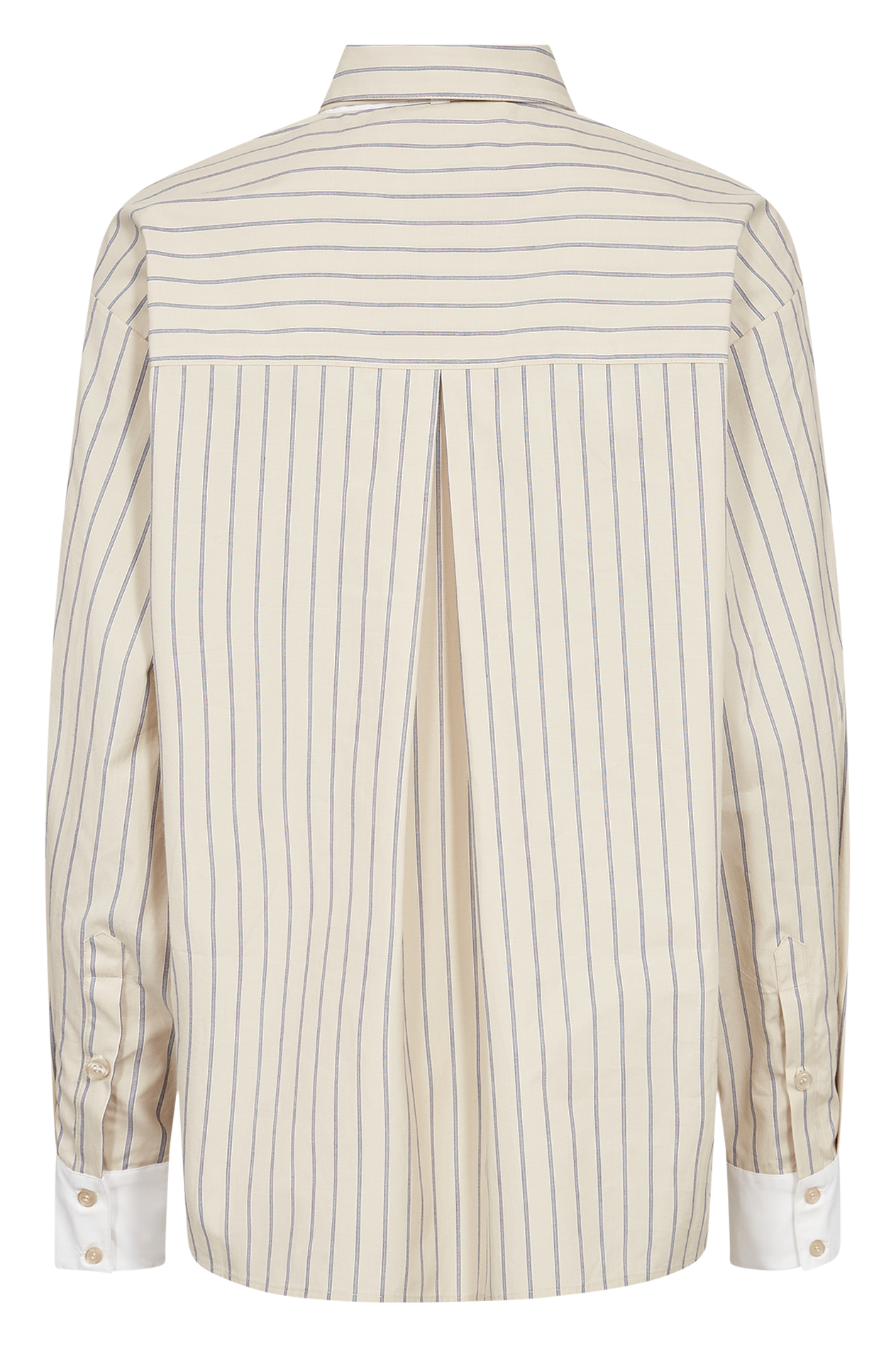 Gerade geschnittene Bluse mit Lavallière-Kragen aus Bio-Baumwolle mit Streifen MOS MOSH Beige