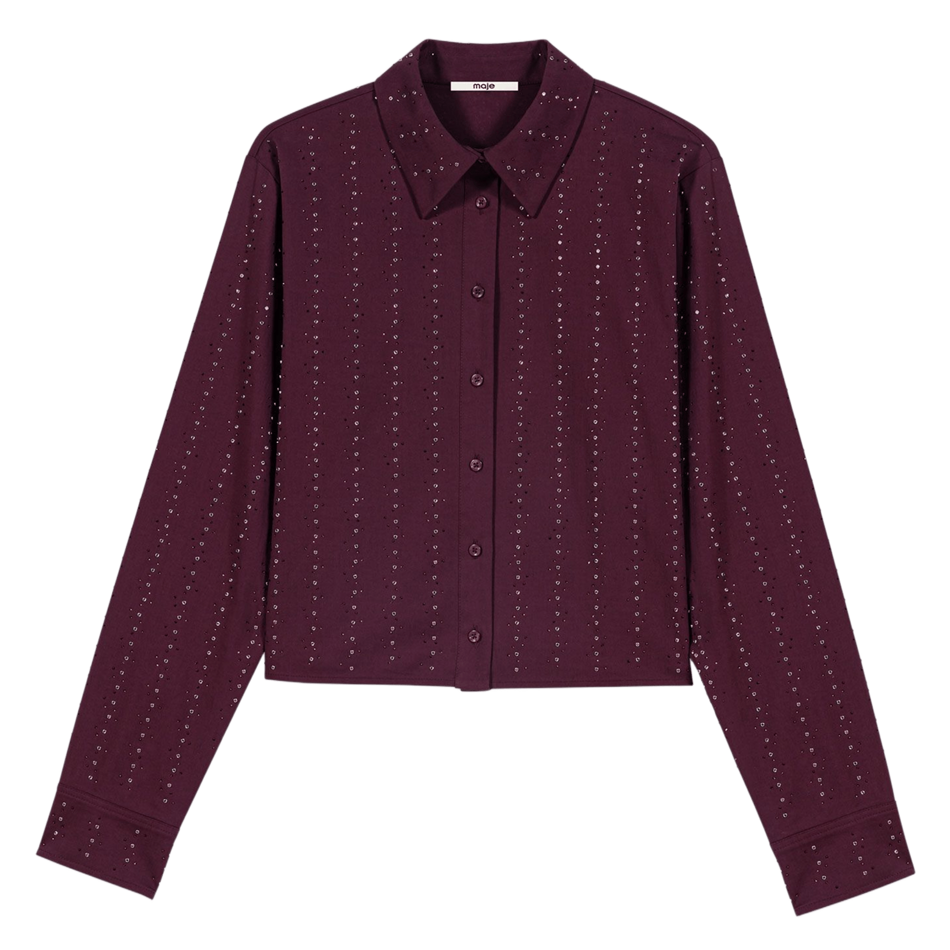 Straight-cut cotton-blend shirt with classic collar MAJE Red