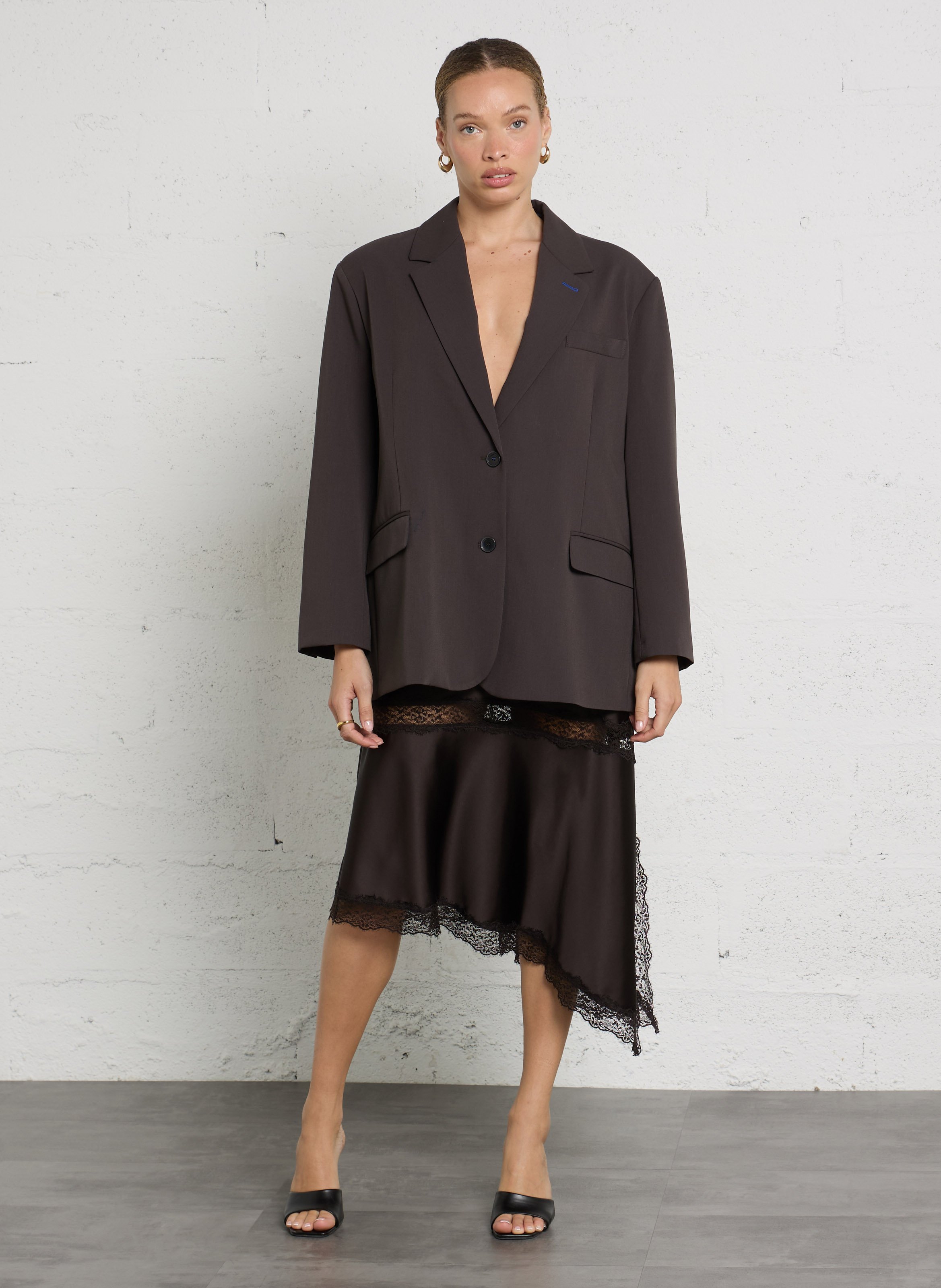 Oversized Solid Blazer IMPERIAL Brown