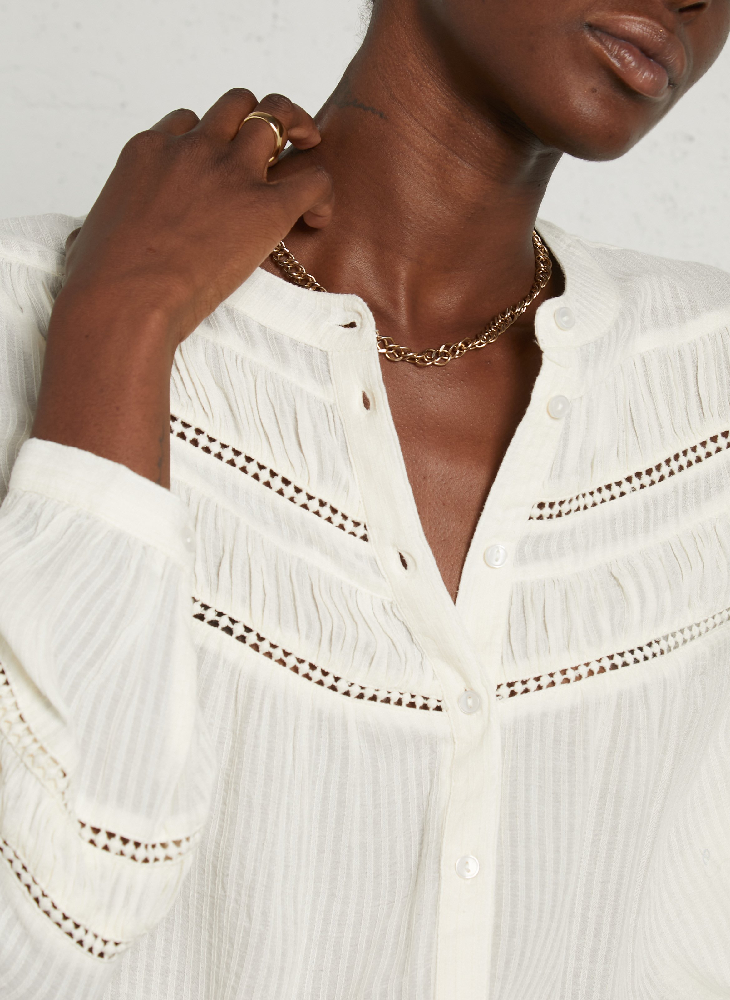 Blouse col rond avec broderie MAISON 123 Beige