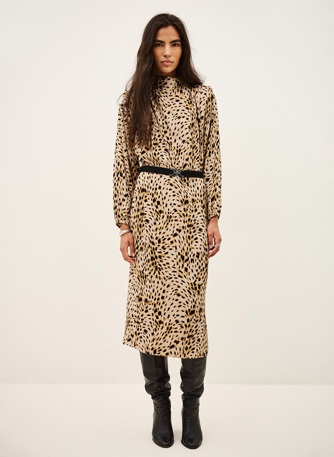 Leopard long dress BA&SH Beige