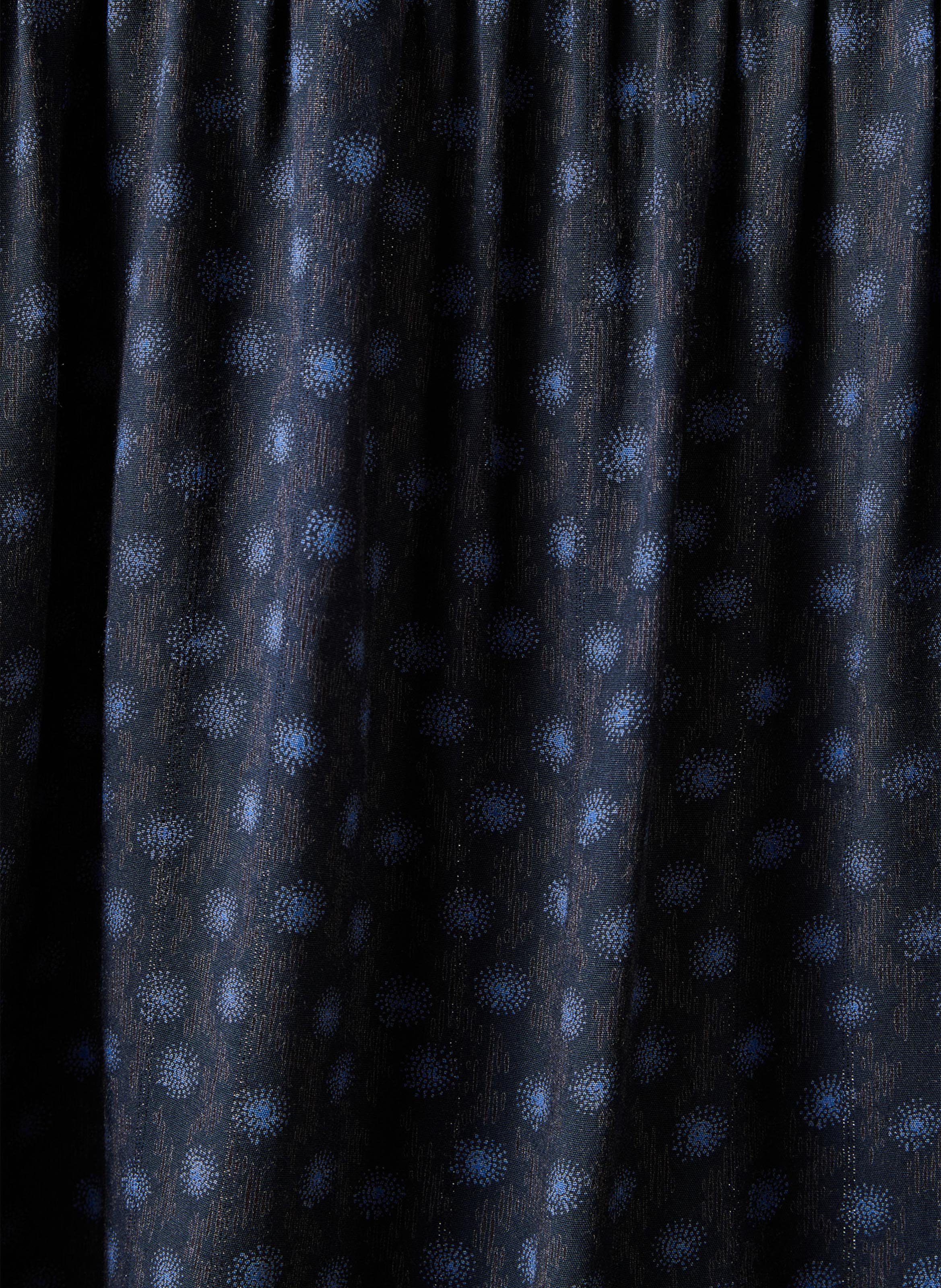 Weite Mao-Kragenbluse mit Print. LA FEE MARABOUTEE Blau