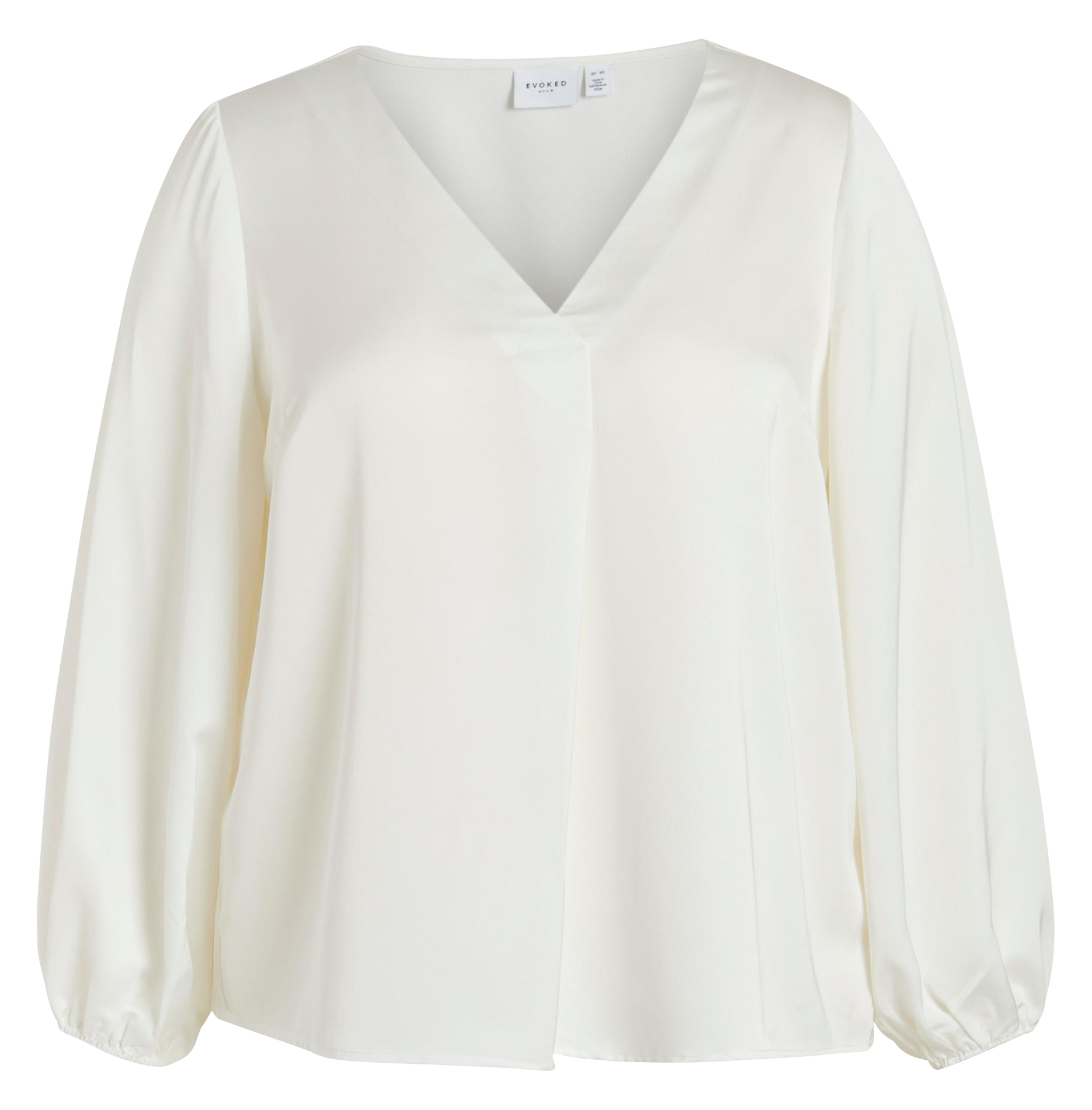 Blouse col V satinée EVOKED Blanc