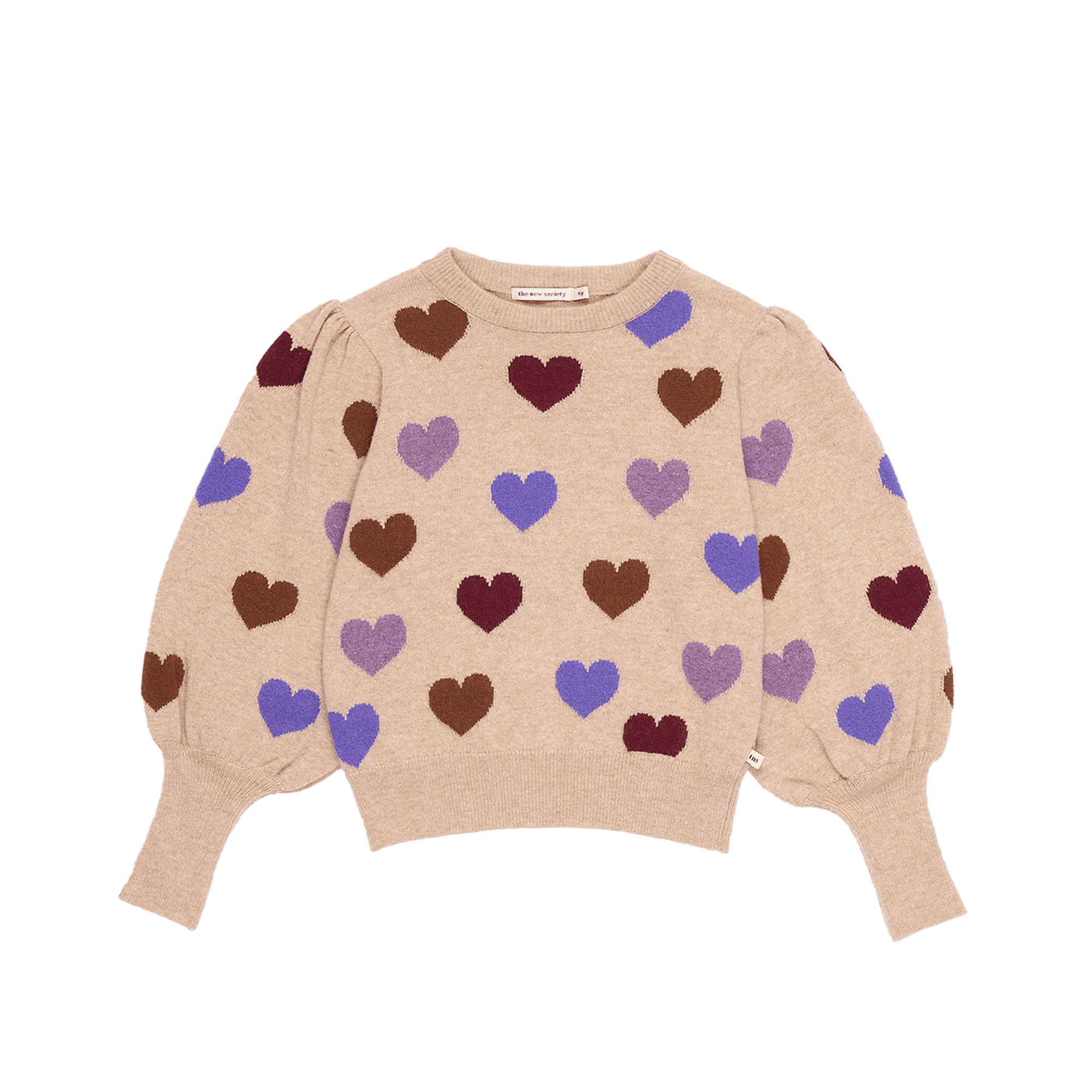 Pull col rond jacquard en laine mélangée  THE NEW SOCIETY Beige