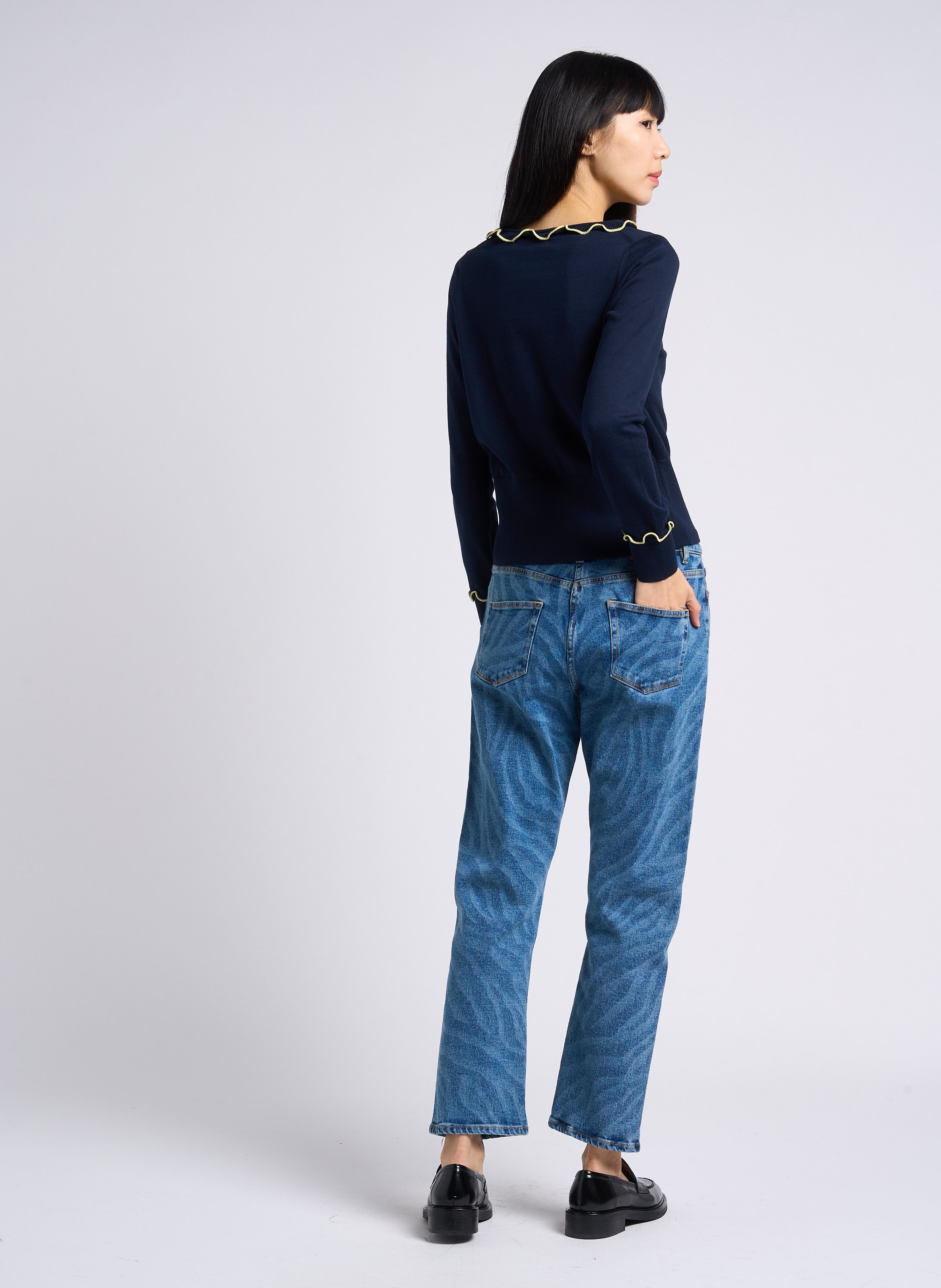 Gilet droit col v en coton organique PAUL SMITH Bleu