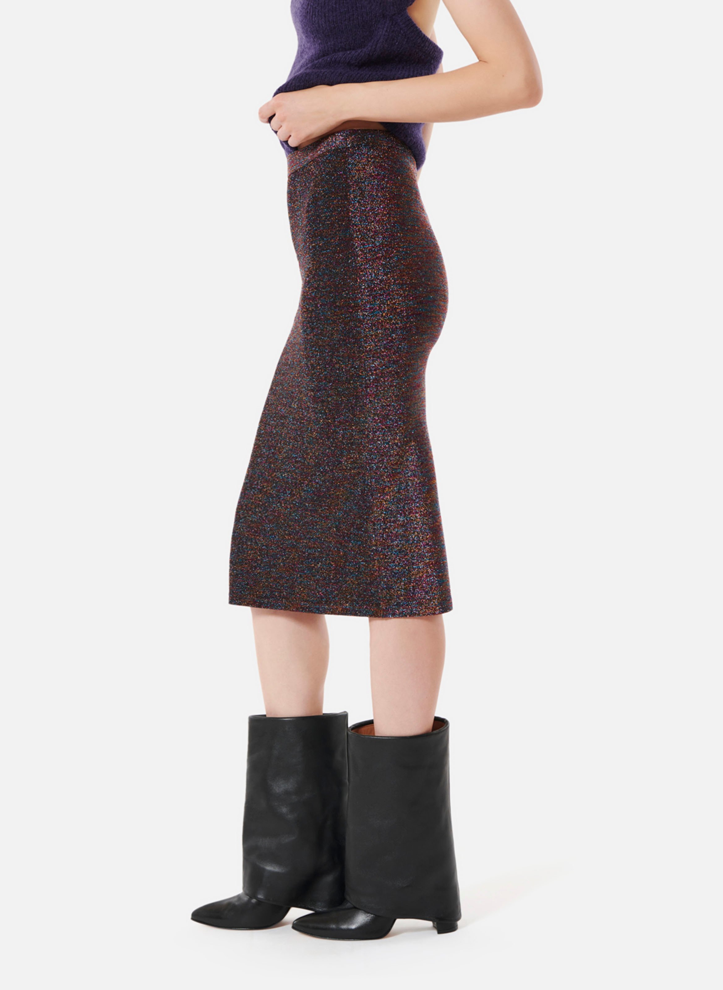 Halflange, nauwsluitende rok met split middenachter KARMA KOMA Bruin