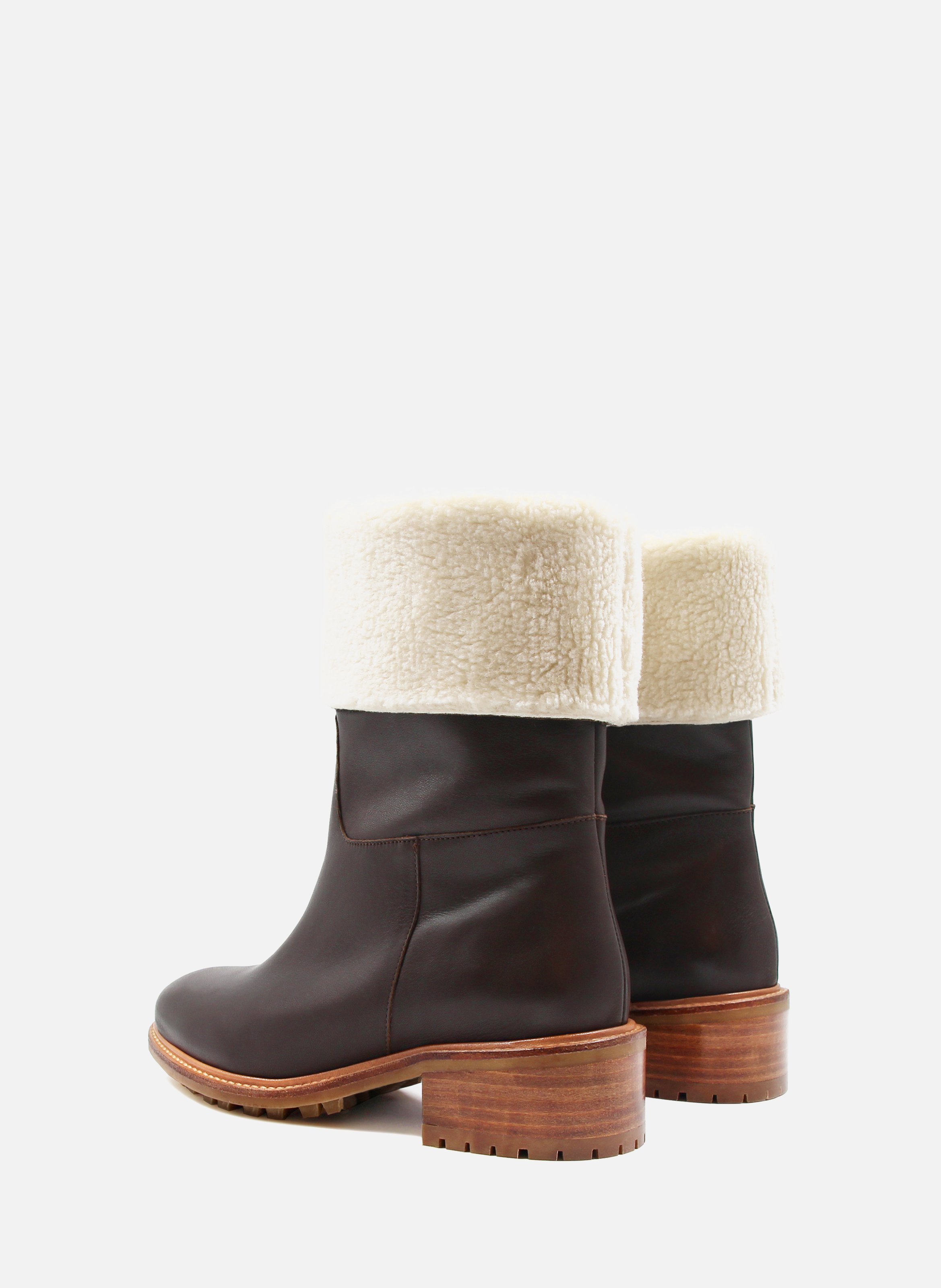 Fur-lined leather boots JULES & JENN Brown