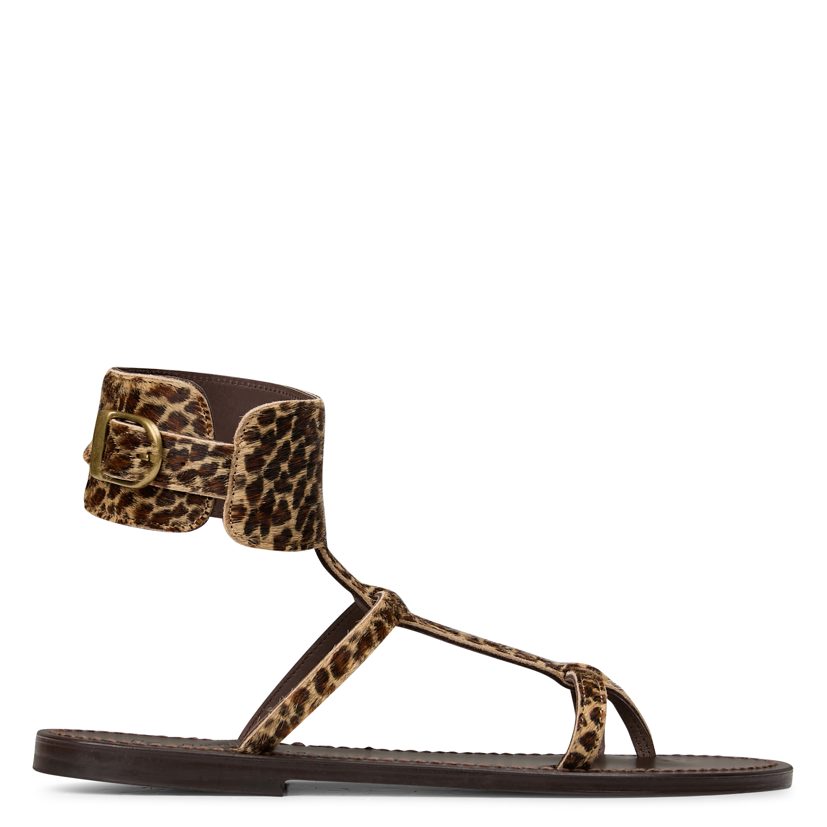 Flat leather sandals with patterns K JACQUES Multicolored