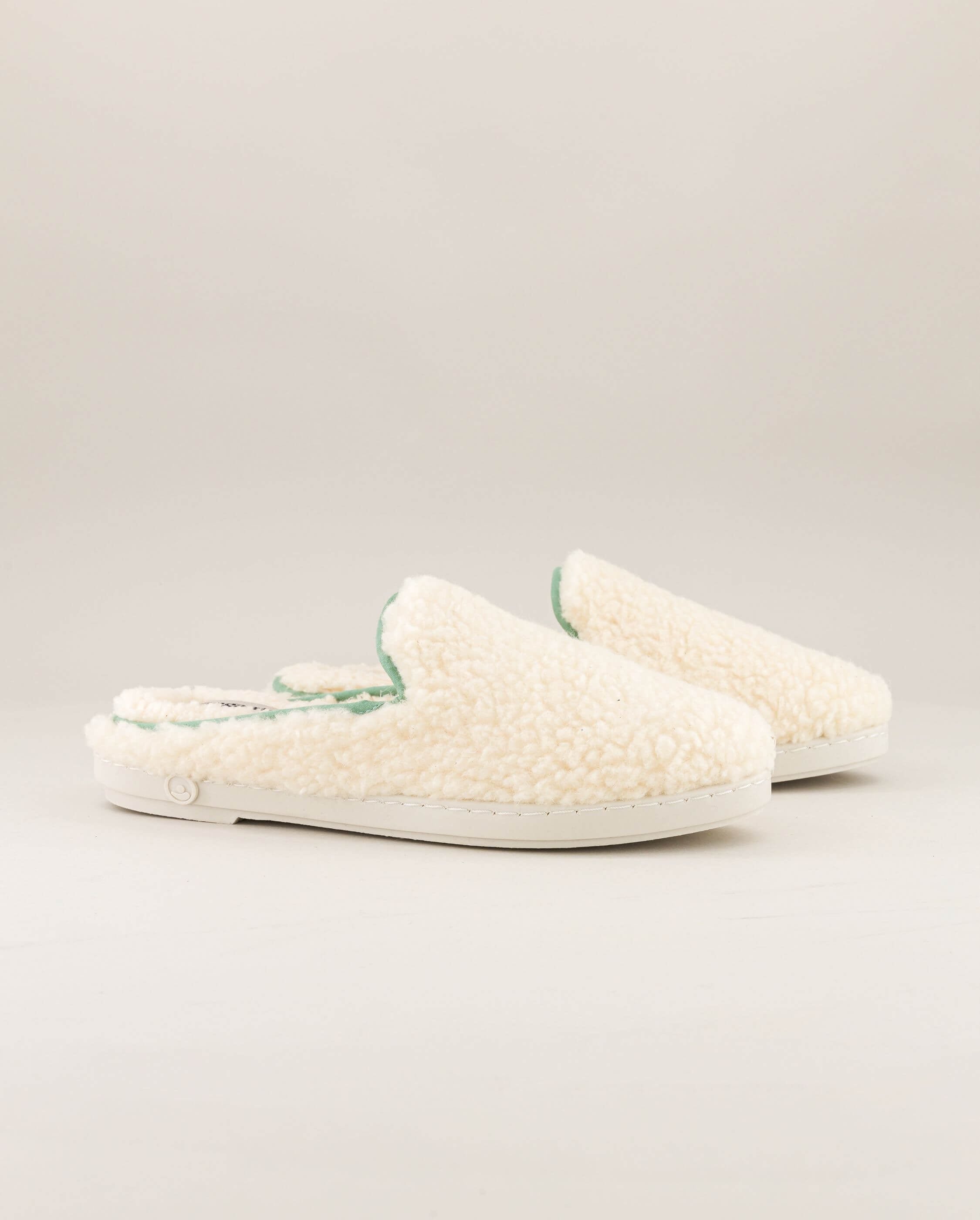 Women's wool bouclé mule, sage white ANGARDE White