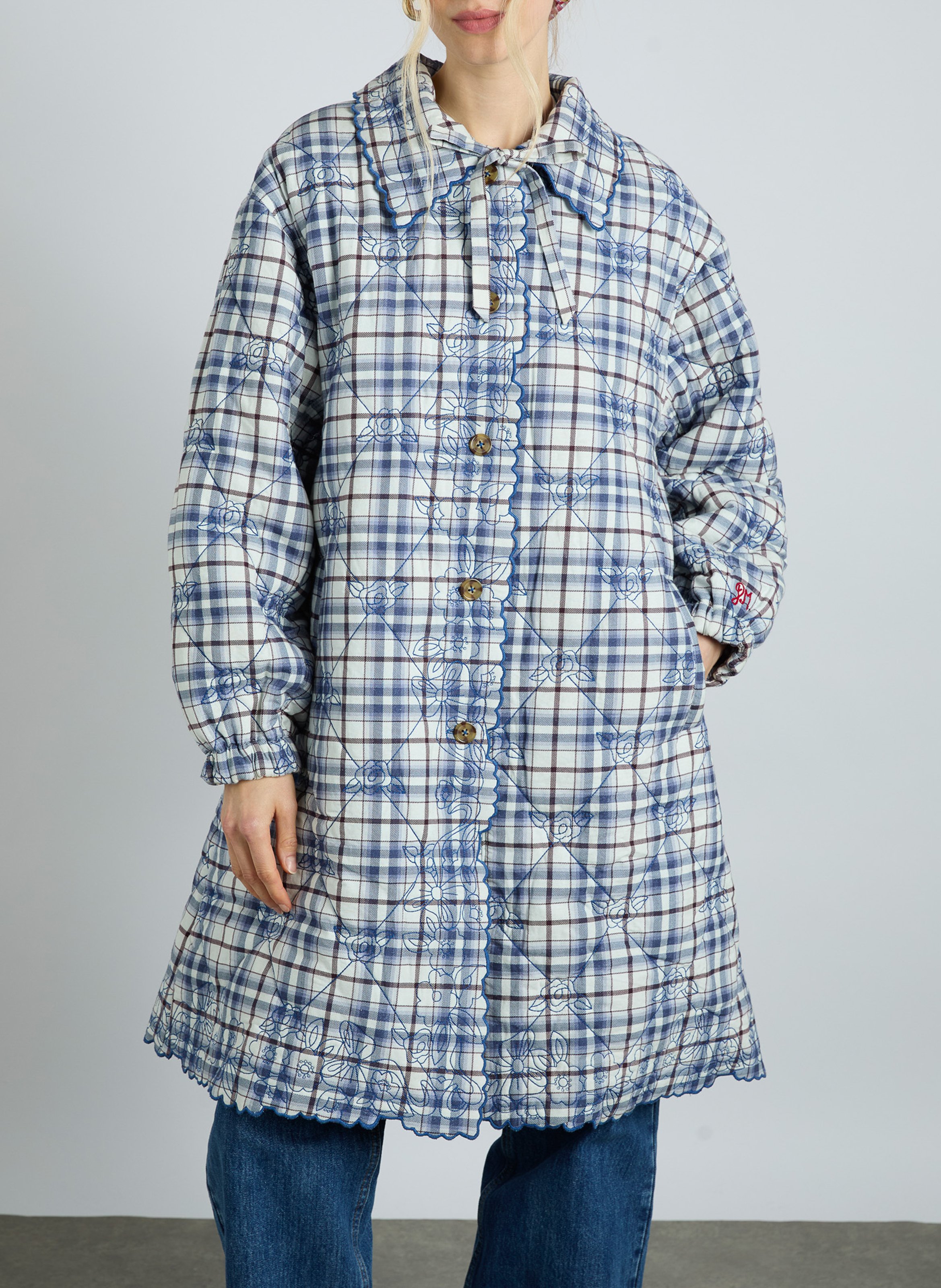 Manteau évasé à motifs  Bleu