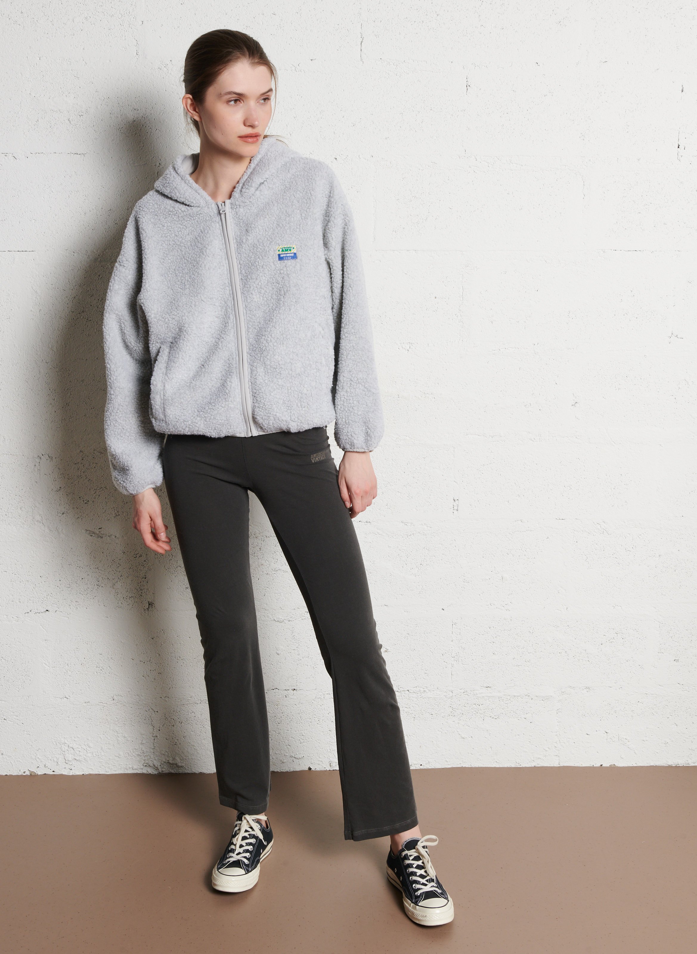 Oversized fleece hoodie Grijs