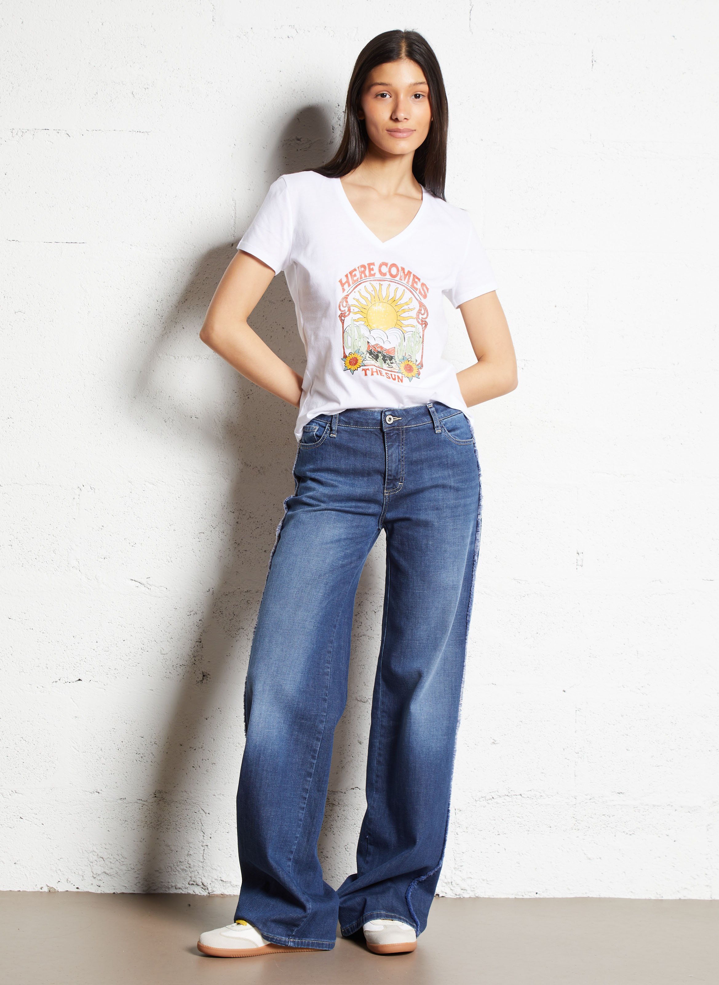 Straight cotton-blend pants PLEASE Blue