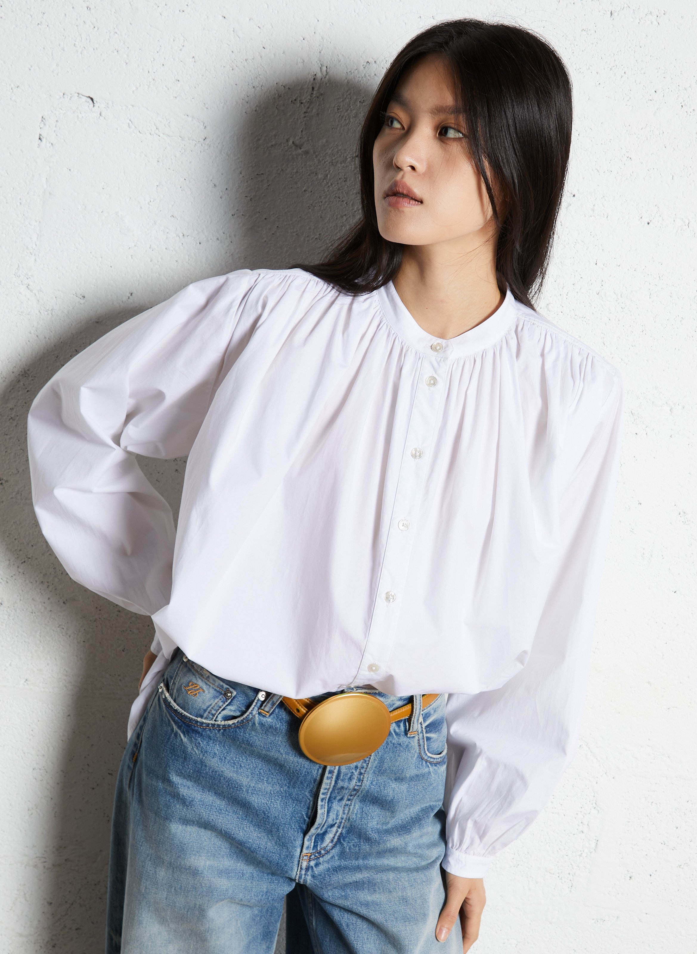 Kurzes Baumwollkleid mit Rundhalsausschnitt LAURENCE BRAS Weiss