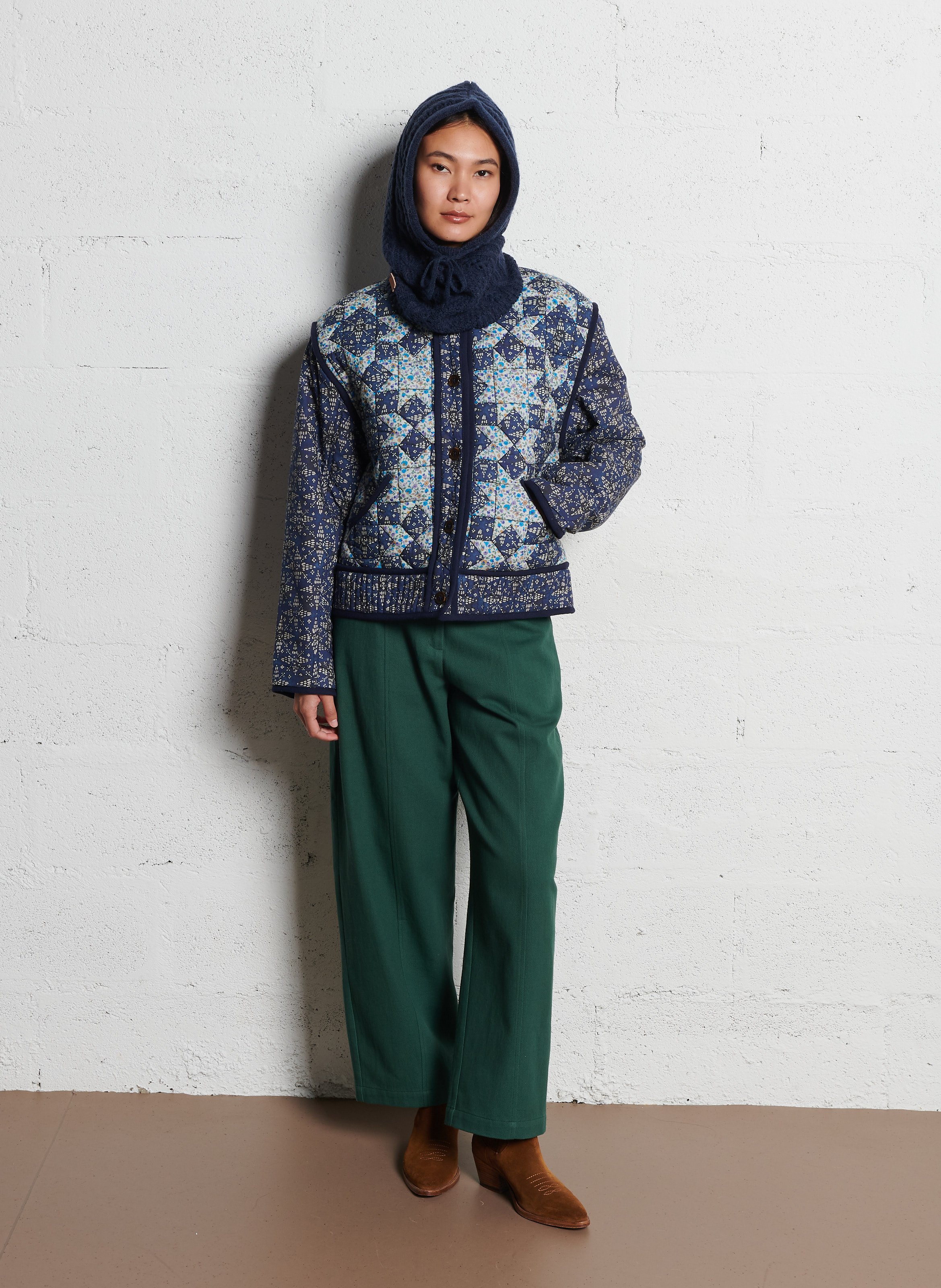 Veste col rond à imprimé fleuri en coton  LOUISE MISHA Bleu