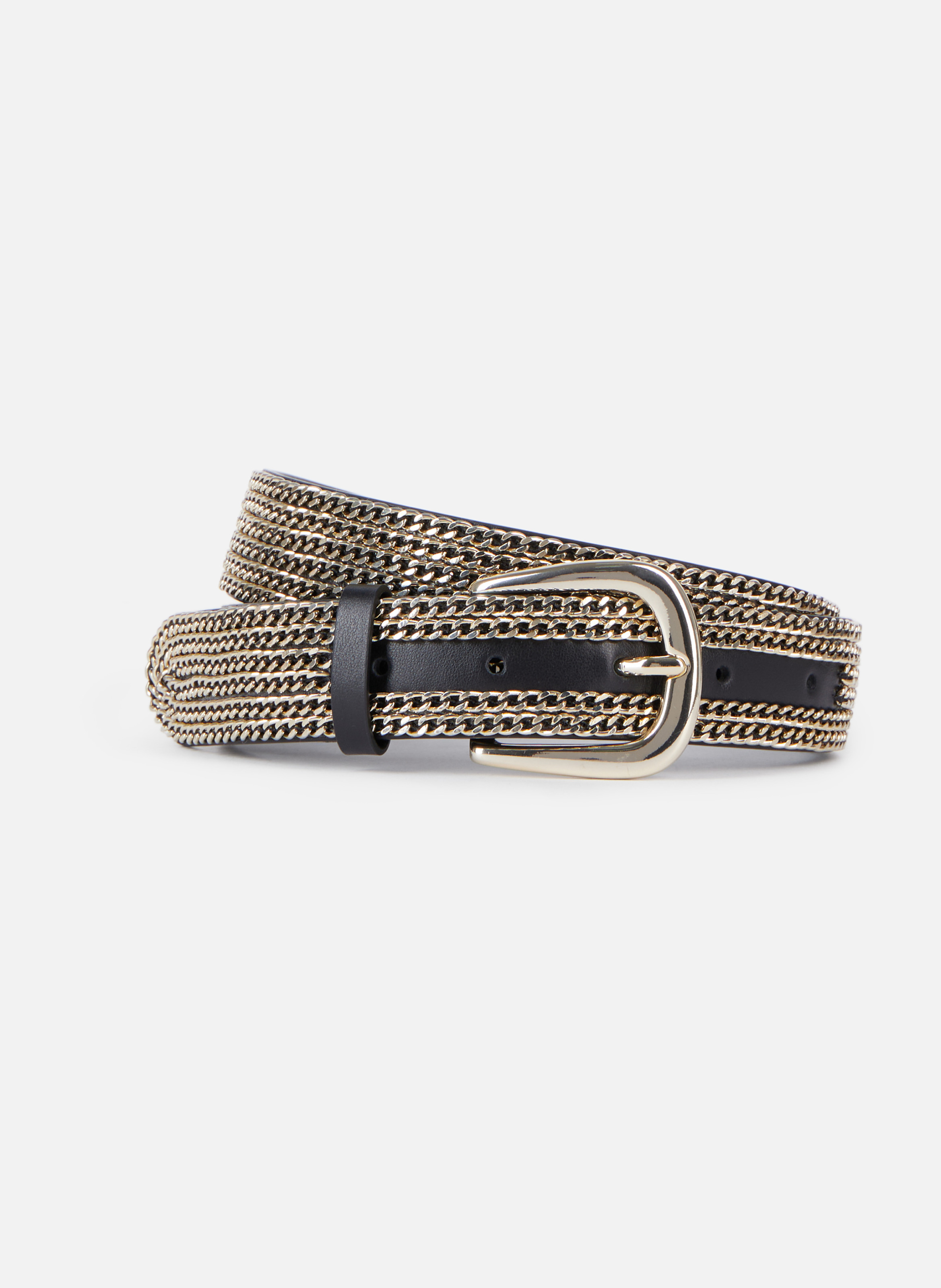 Leather belt with chains THE KOOPLES Yellow