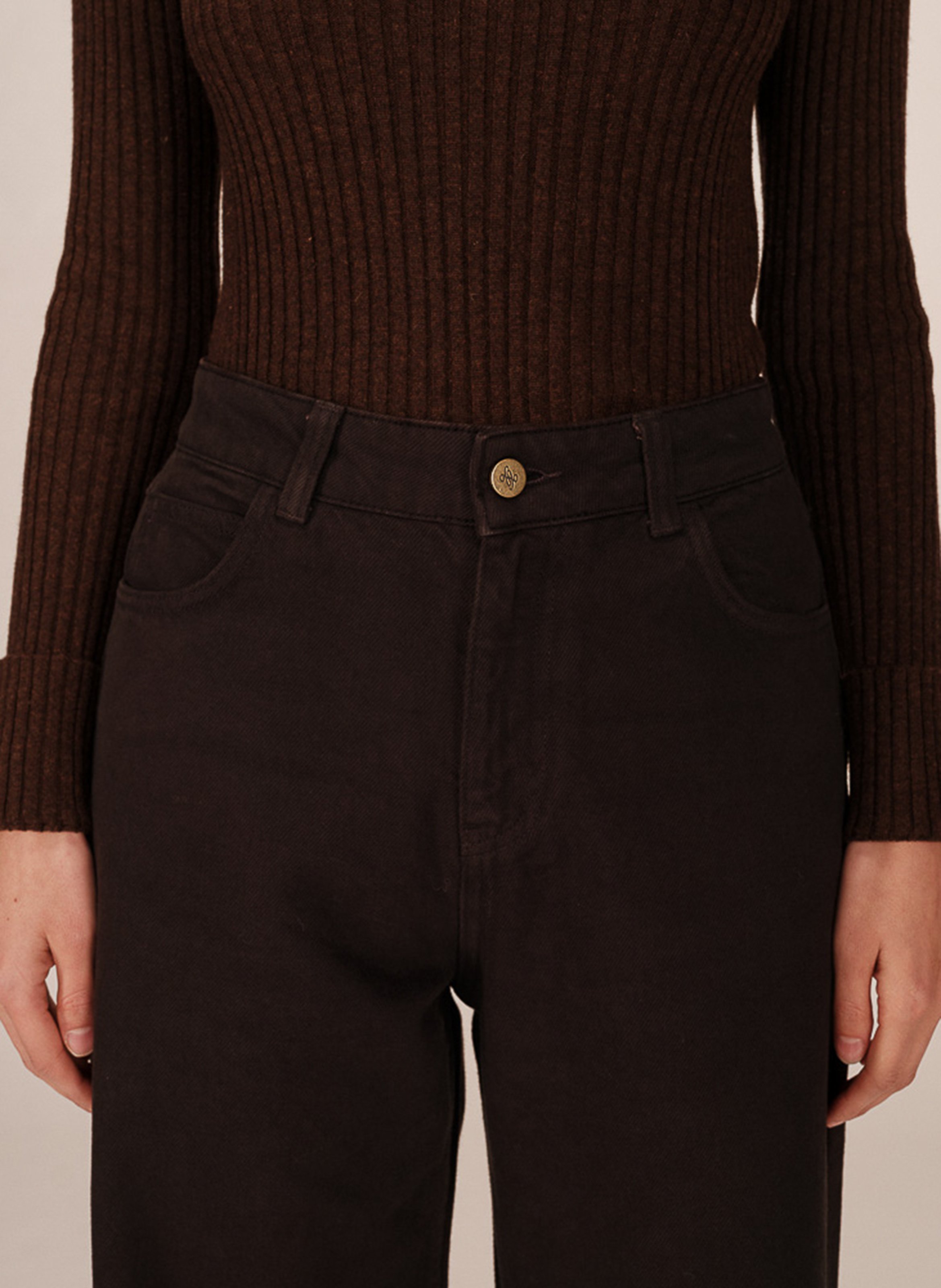 Flared cotton jeans GRACE ET MILA Brown