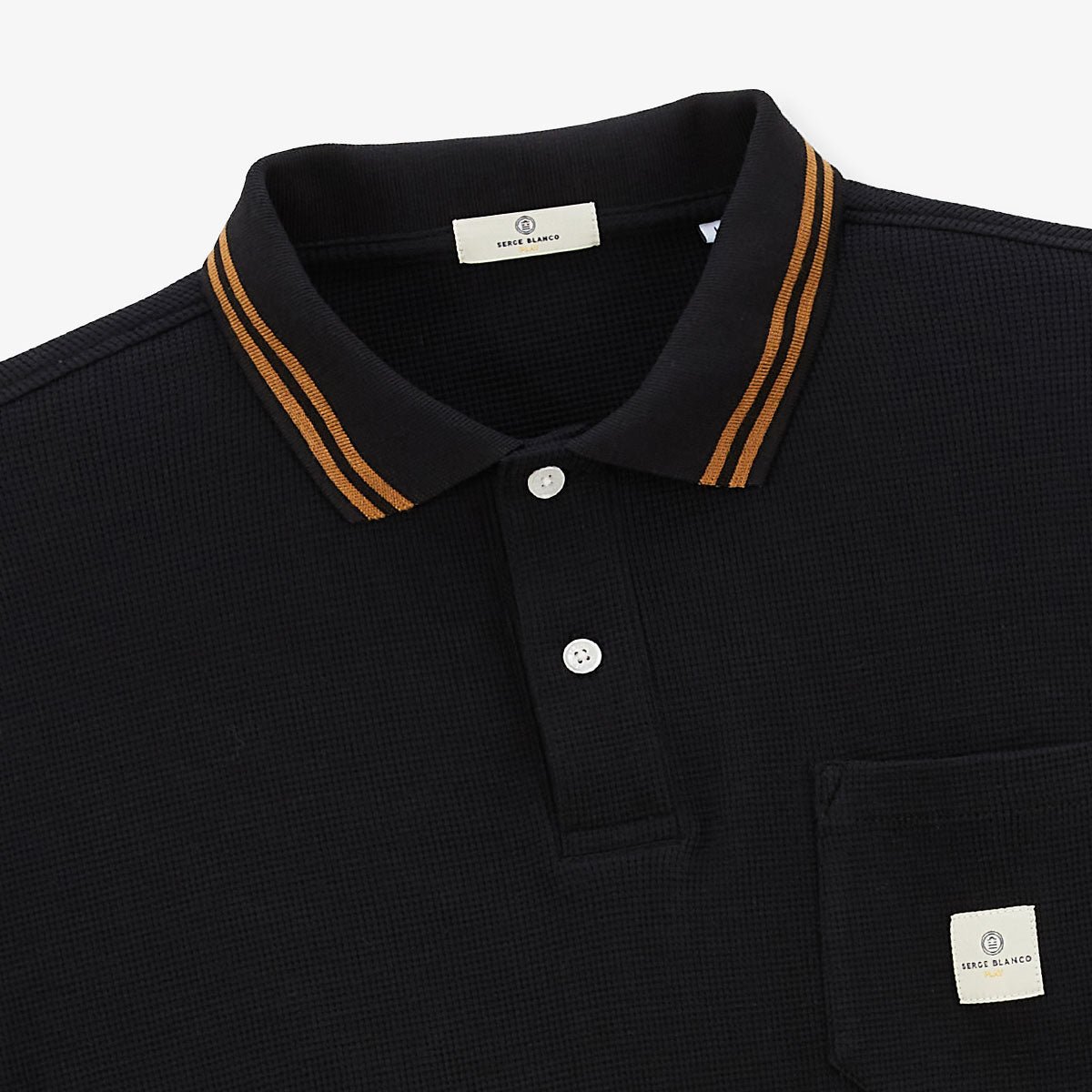 Short-sleeved waffle fabric polo SERGE BLANCO Black