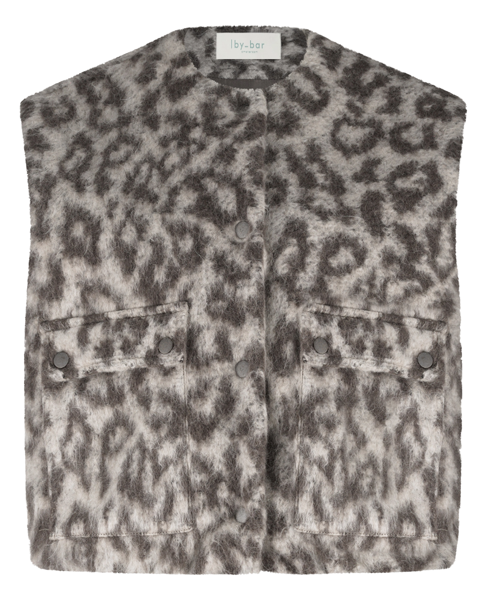 Sleeveless loose round neck wool blend vest BY BAR Brown