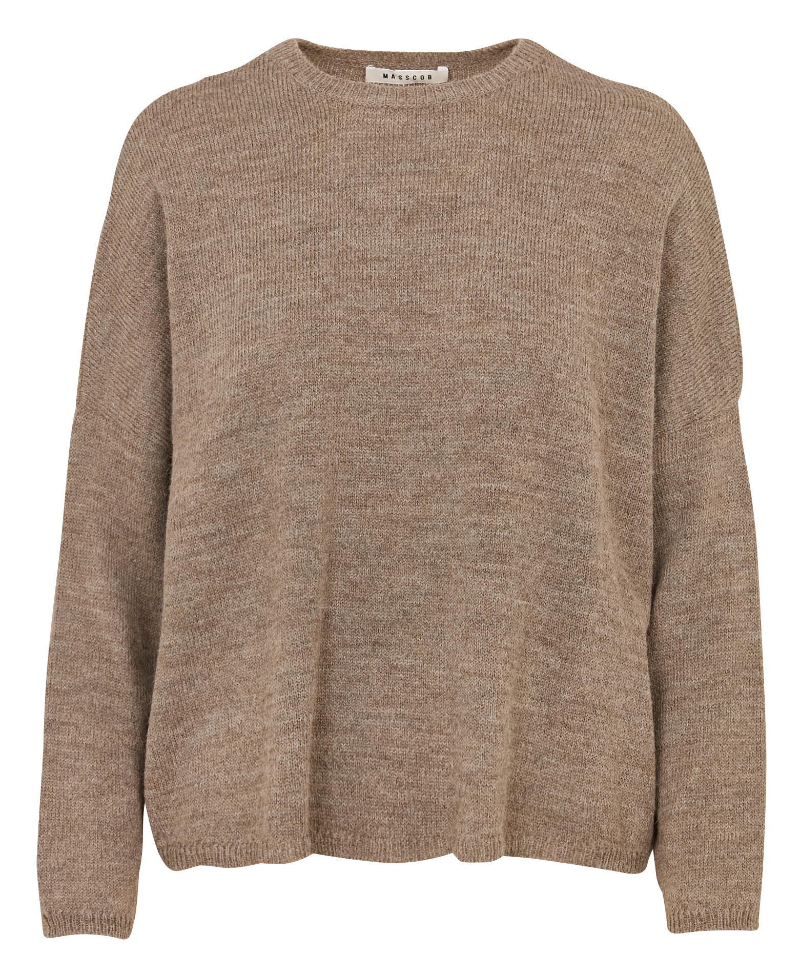 Pull oversize col rond en alpaga mélangé  MASSCOB Marron