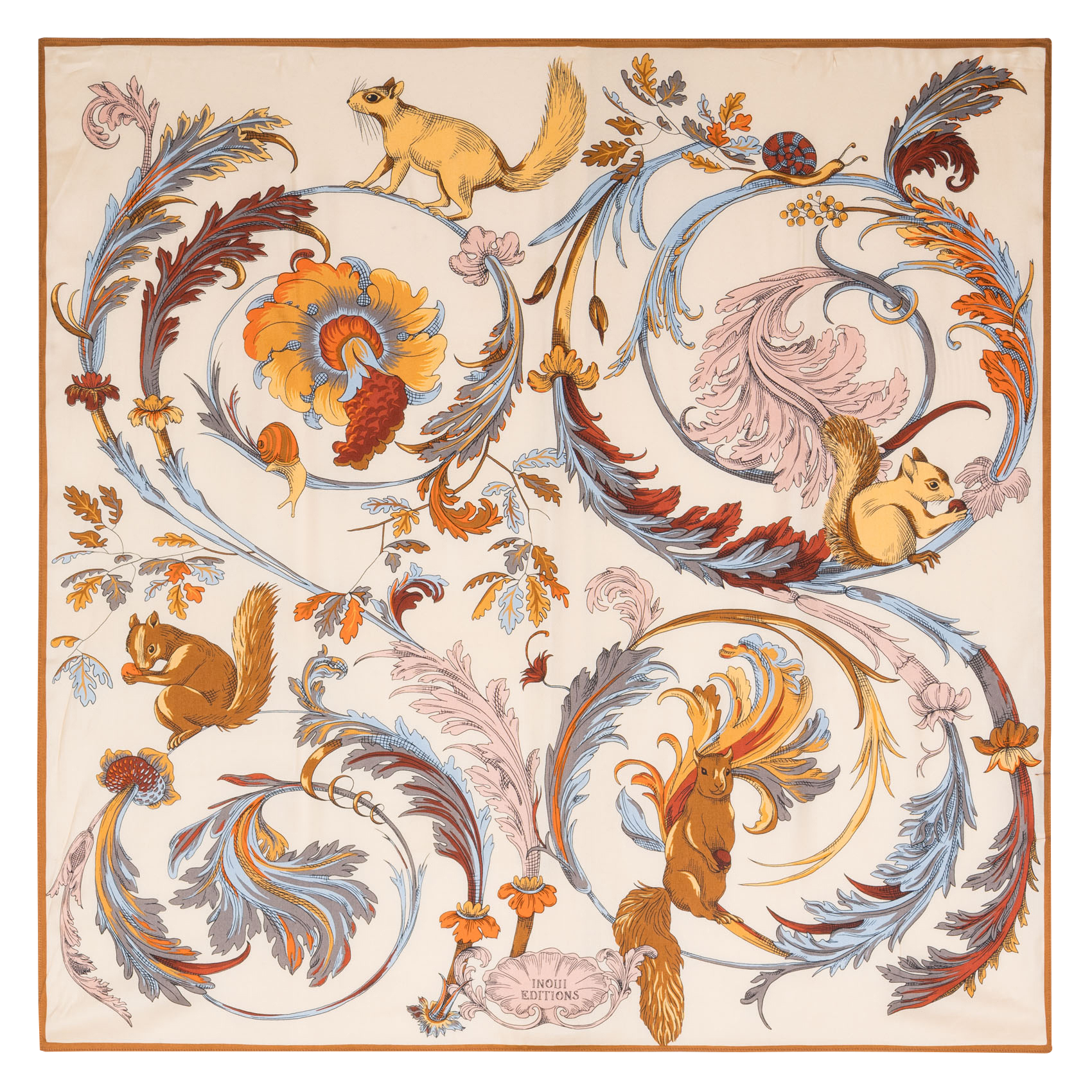 Bedrucktes Seiden- und Mischgewebetuch INOUI EDITIONS Weiss