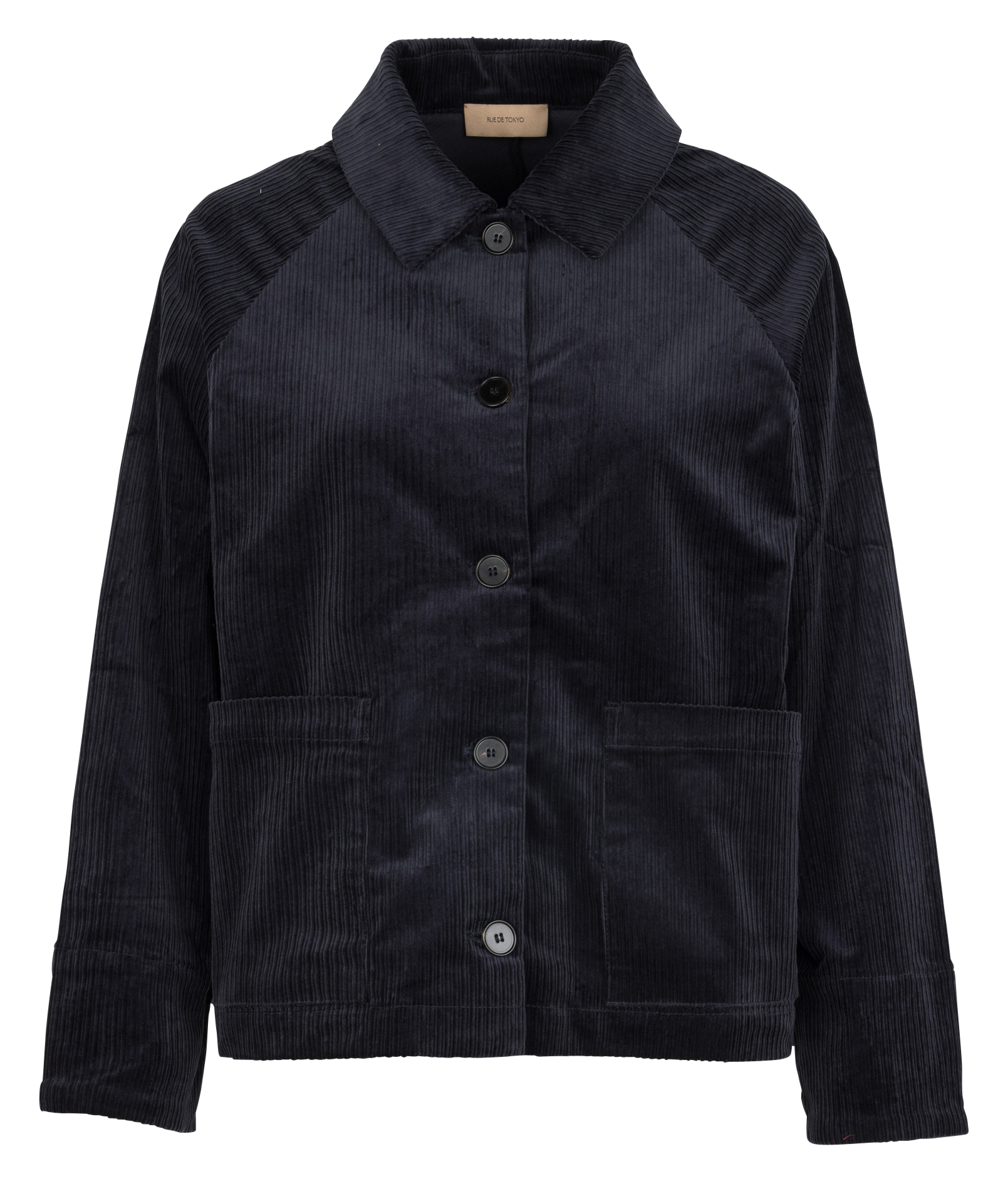 Ruime jas met klassieke kraag in ribfluweel RUE DE TOKYO Blauw