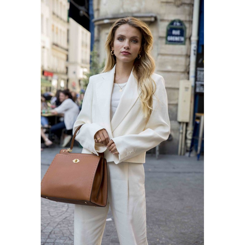 Handbag - cowhide leather POURCHET Brown