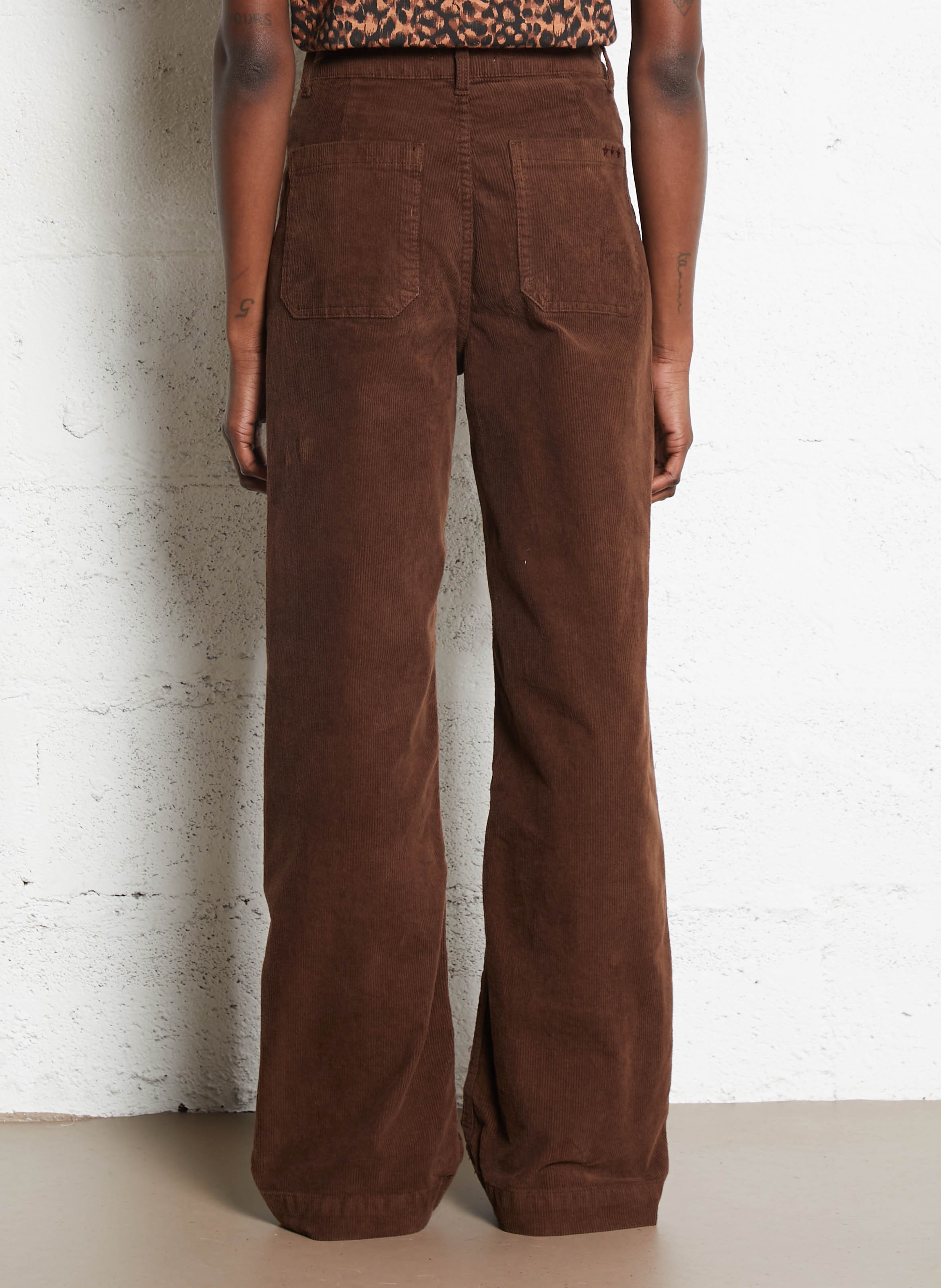 Pantalon large en coton mélangé SUD EXPRESS Marron