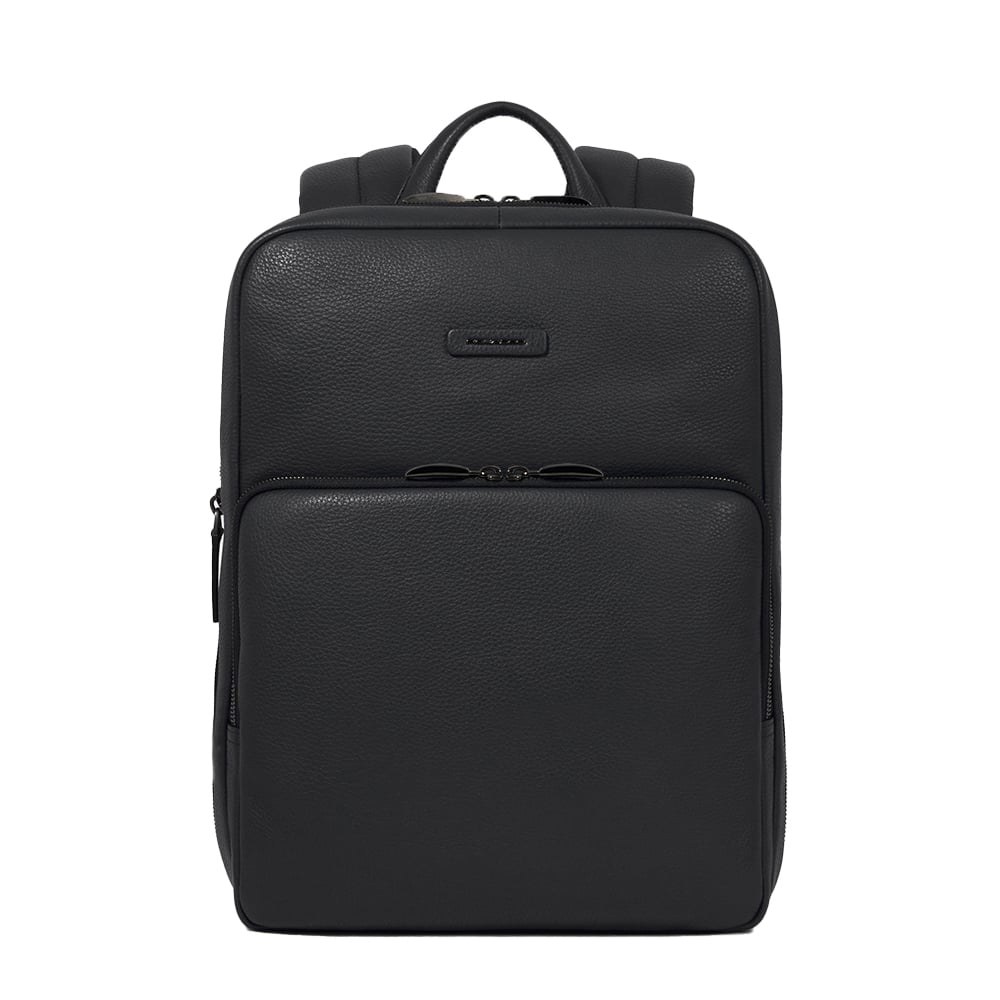 Backpack for laptop and iPad® with anti-theft cable, shock-proof and RFID fraud protection. PIQUADRO Black