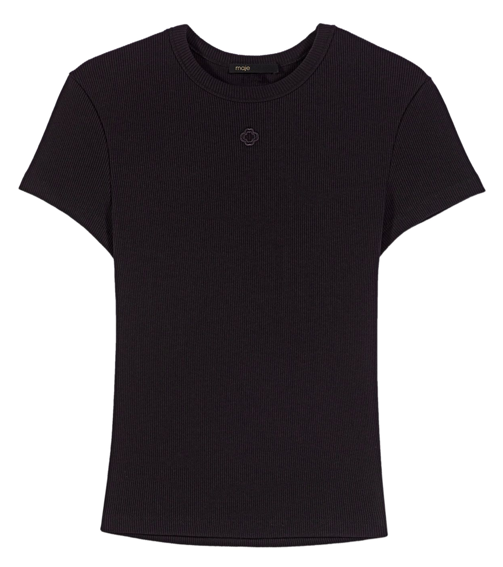 Tee-shirt col rond en coton mélangé MAJE Noir