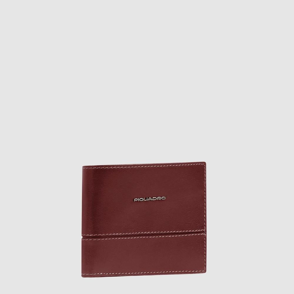 Men's wallet with coin pocket, credit card slots, removable flap, and RFID protection PIQUADRO Brown