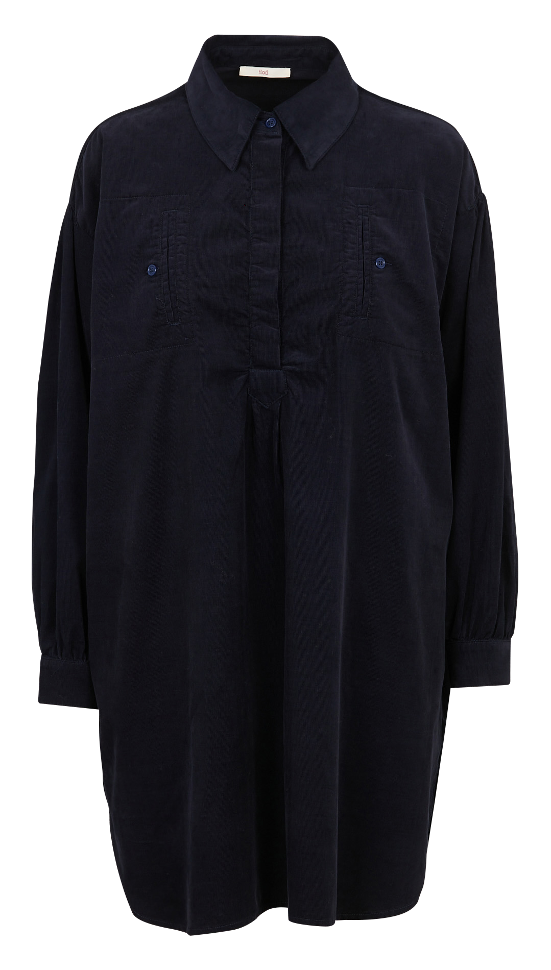 Short cotton loose-fit dress with classic collar HOD PARIS Blue