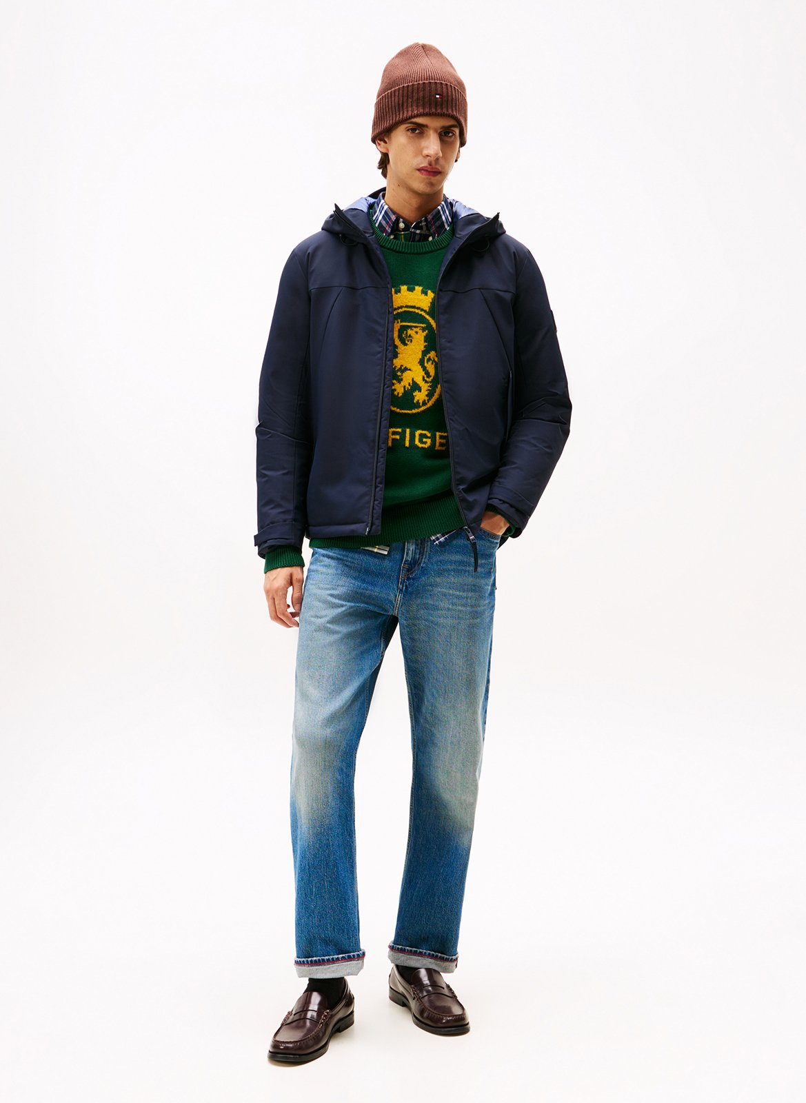 Doudoune droite en fibres recyclées mélangées TOMMY HILFIGER Bleu