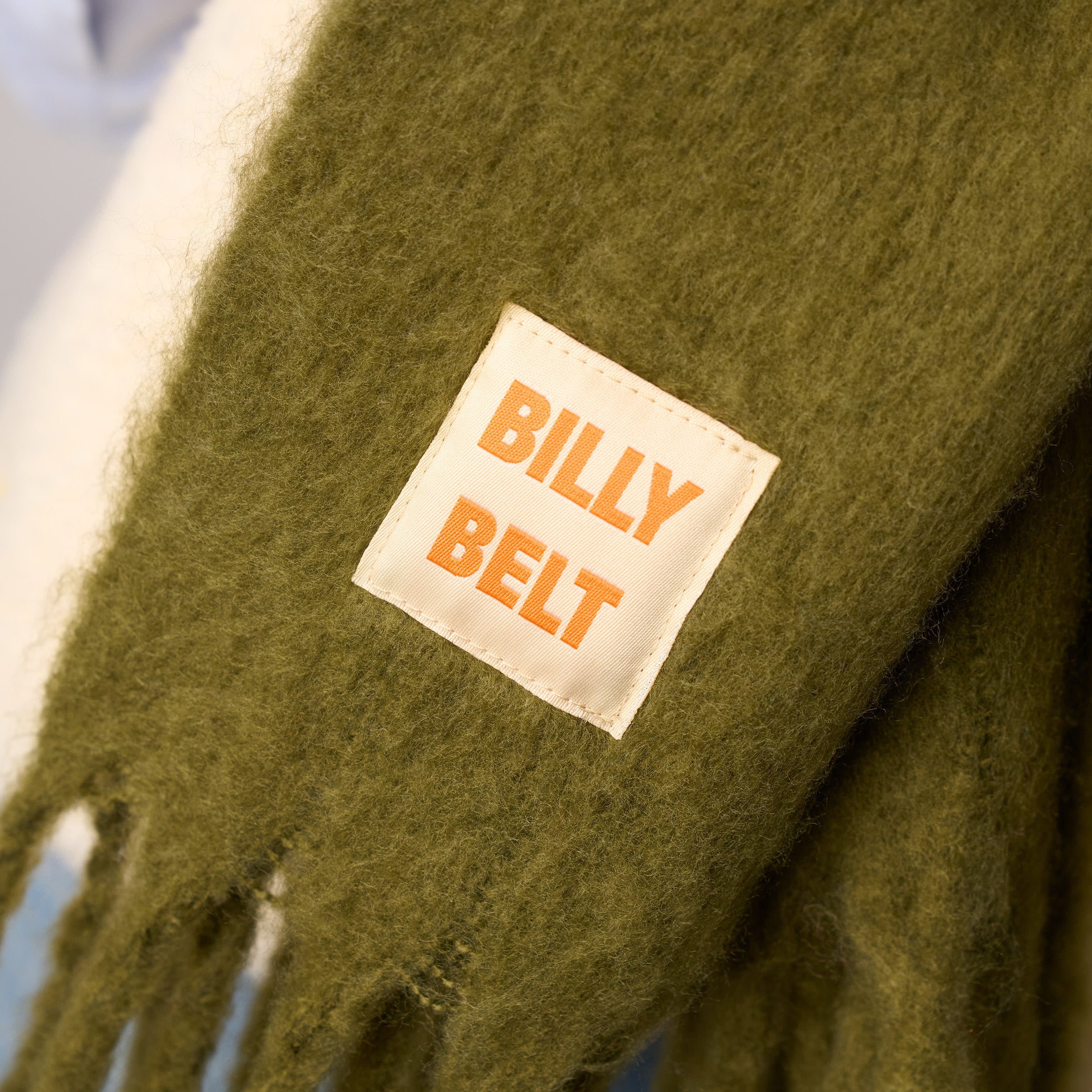 Large fringe scarf BILLYBELT Khaki