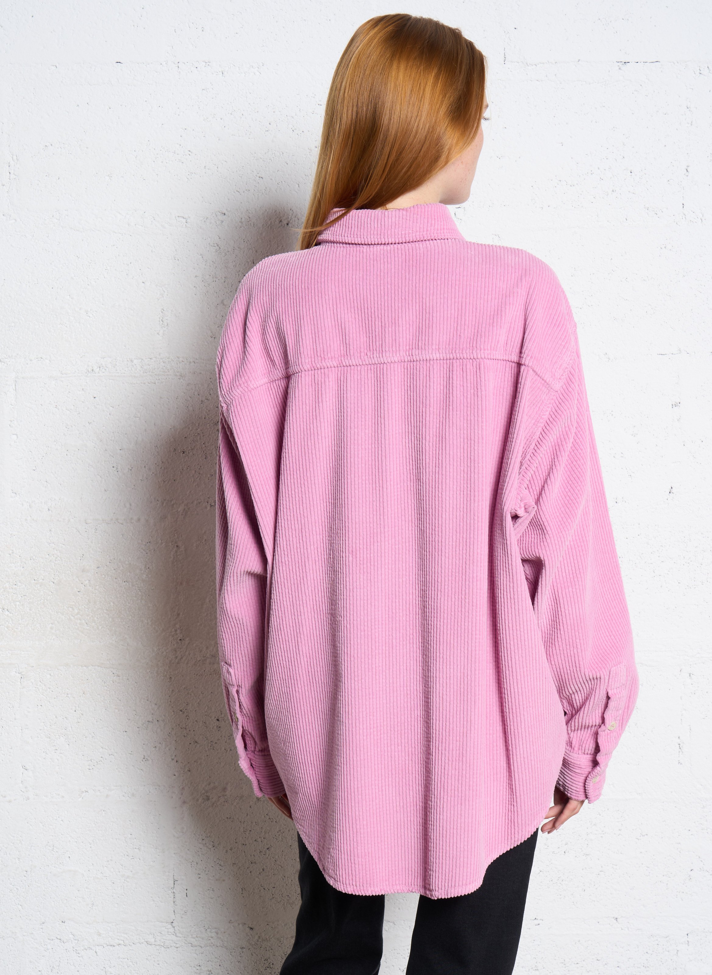 Blouse van corduroy met klassieke kraag AMERICAN VINTAGE Roze