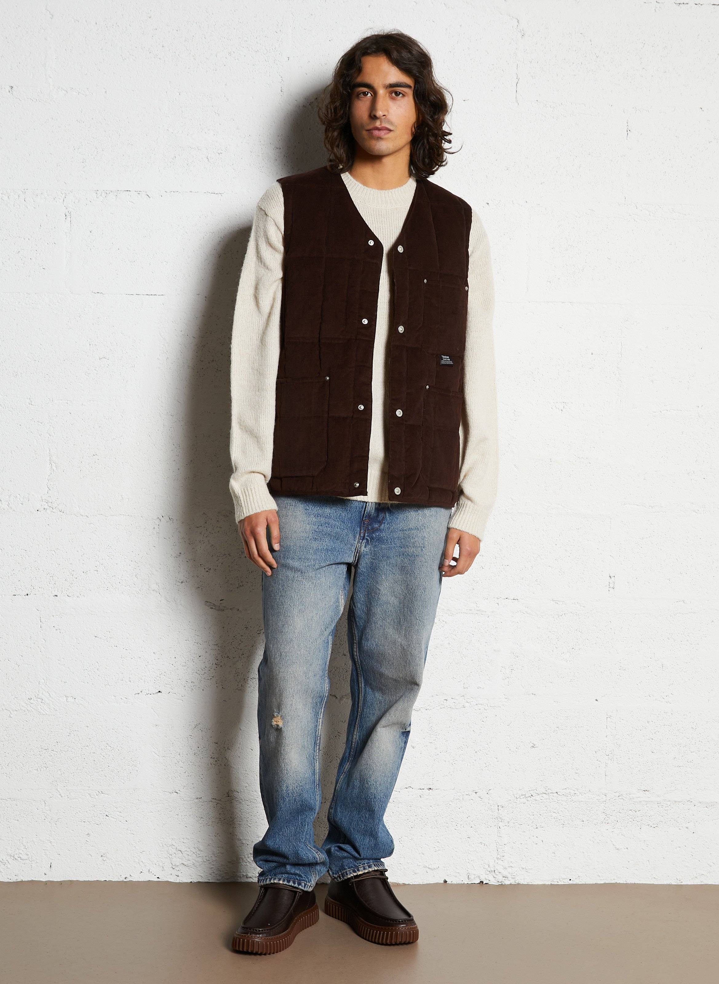 Quilted velvet sleeveless jacket TAION Brown