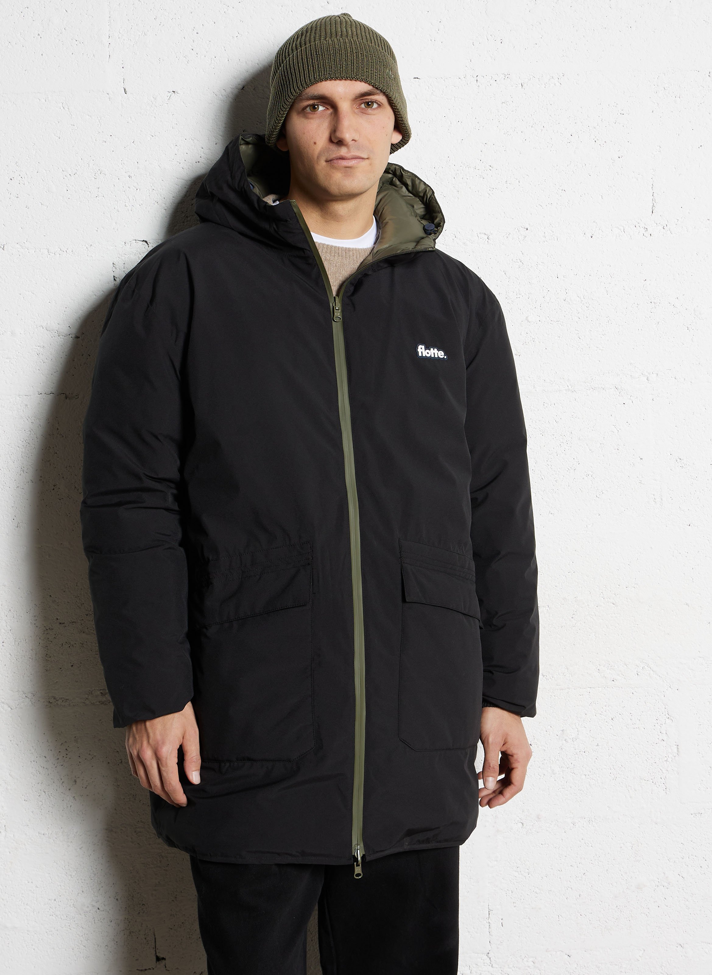 Doudoune longue col montant réversible  FLOTTE Noir